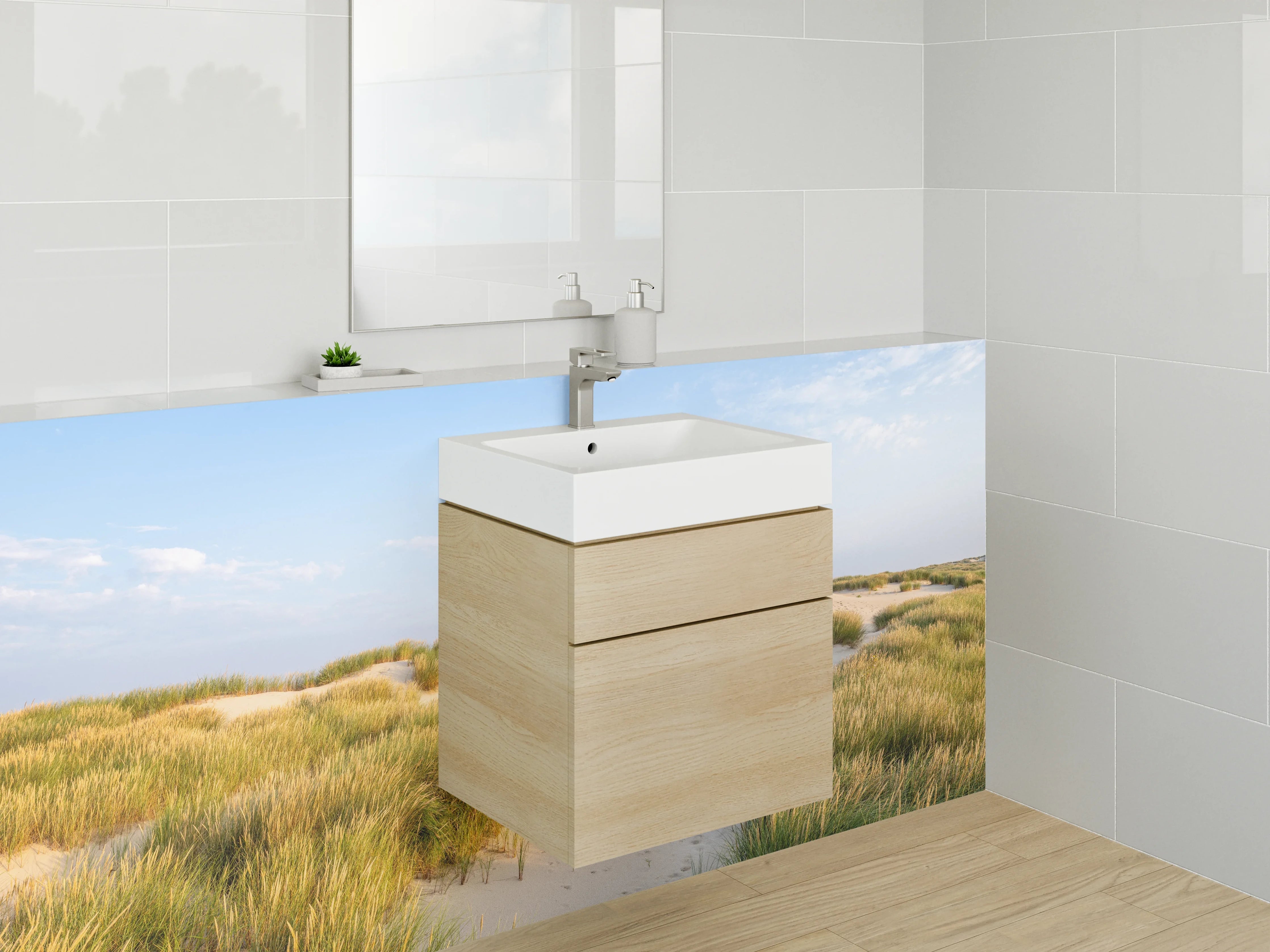 Waschbecken-Rückwand - Elegante Grauton-Wände für dein Bad