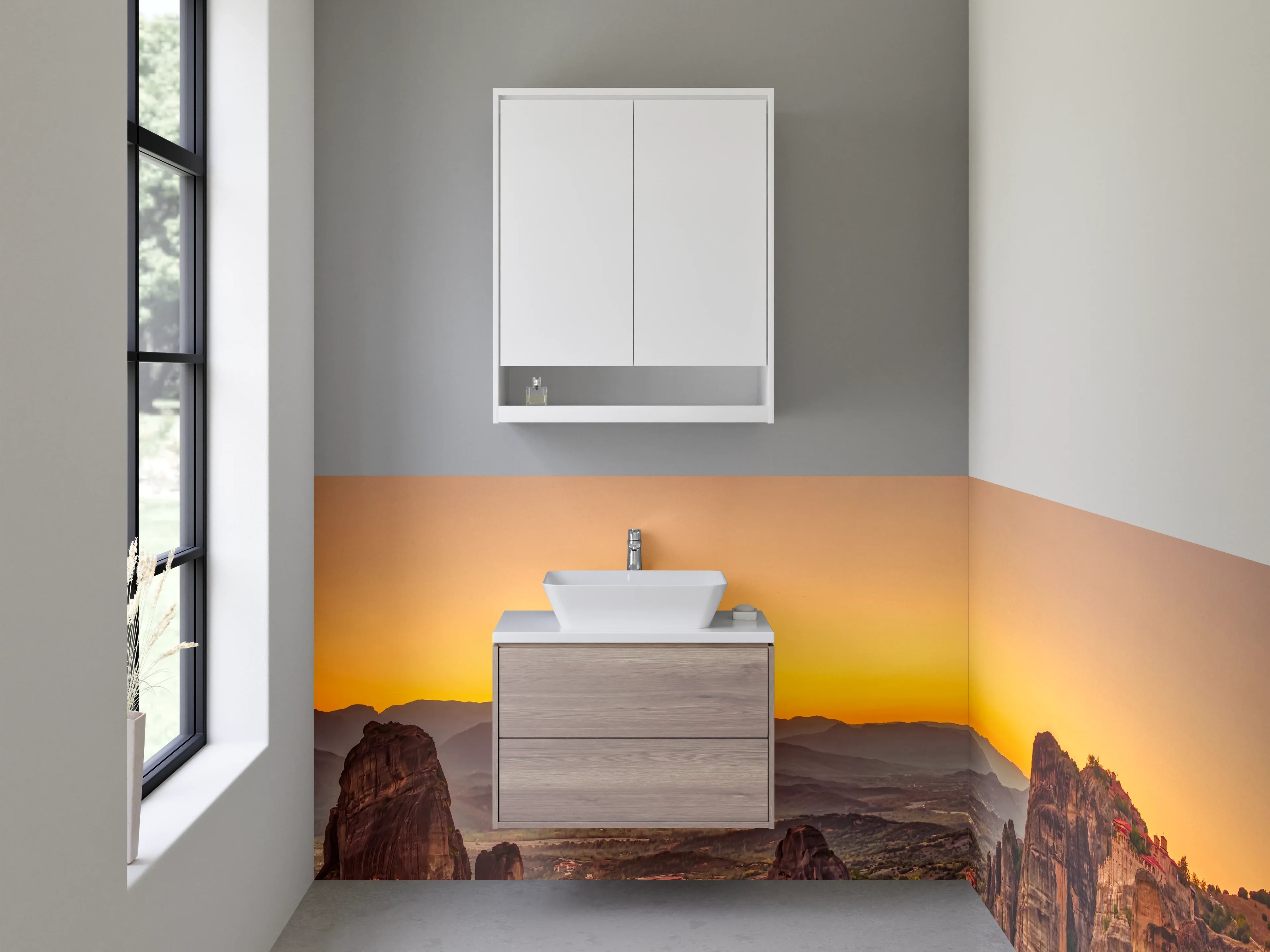 Waschbecken-Rückwand - Elegante Grauton-Wand für dein Bad