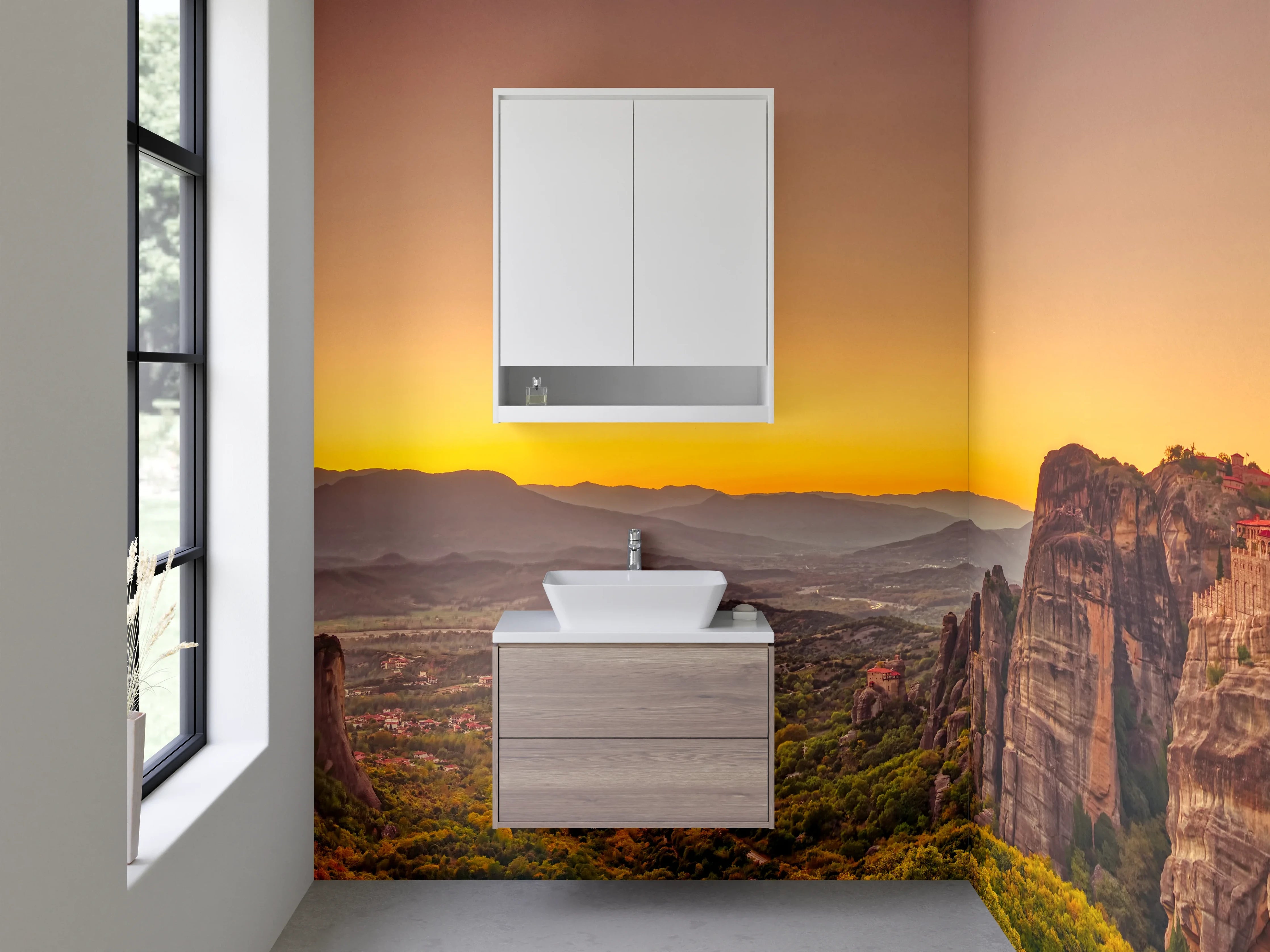Waschbecken-Rückwand - Elegante Grauton-Wand für dein Bad
