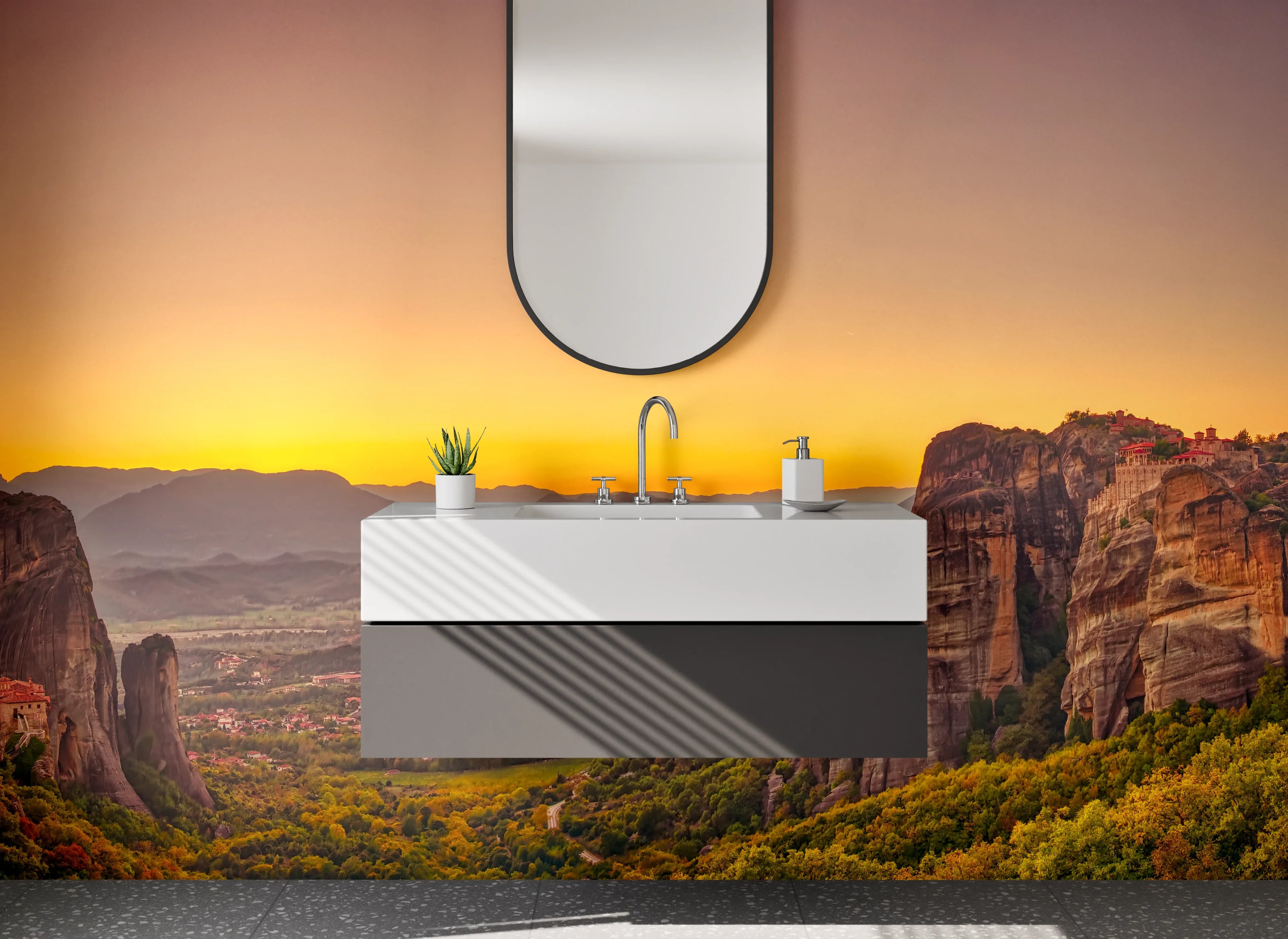 Waschbecken-Rückwand - Elegante Grauton-Wand für dein Bad