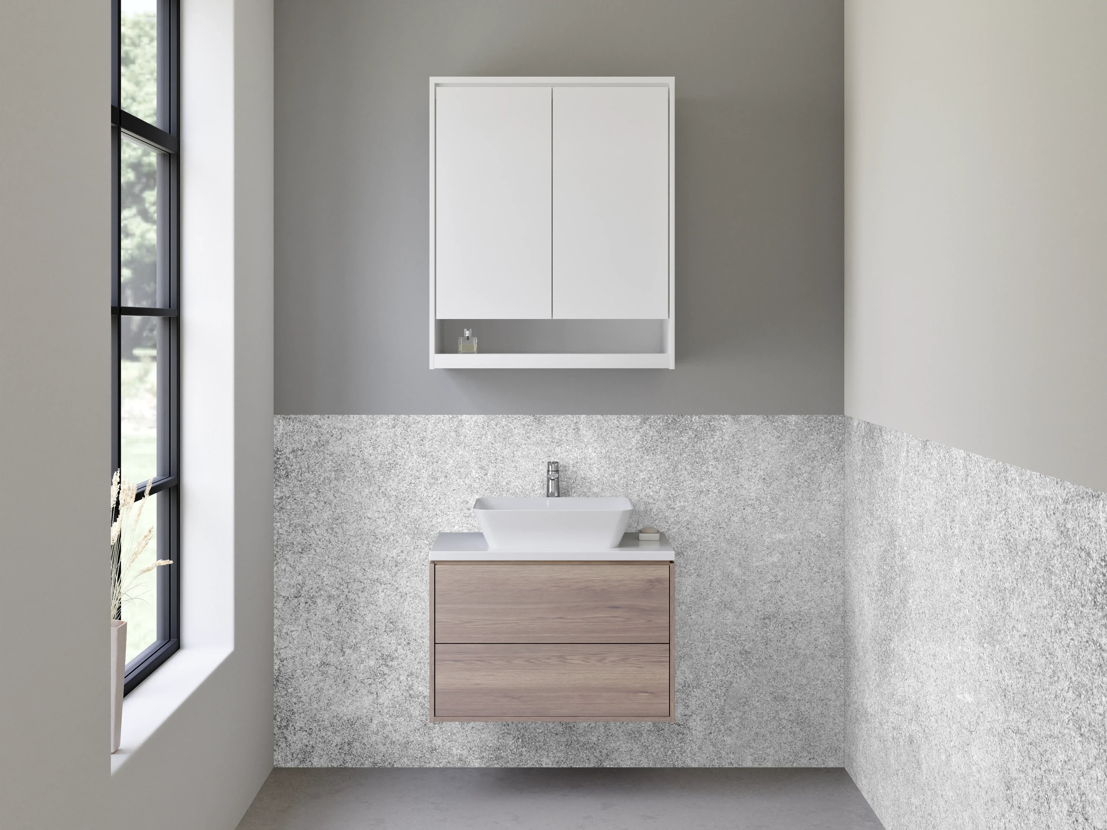 Waschbecken-Rückwand - Elegante Grauweiß-Marmor-Ästhetik