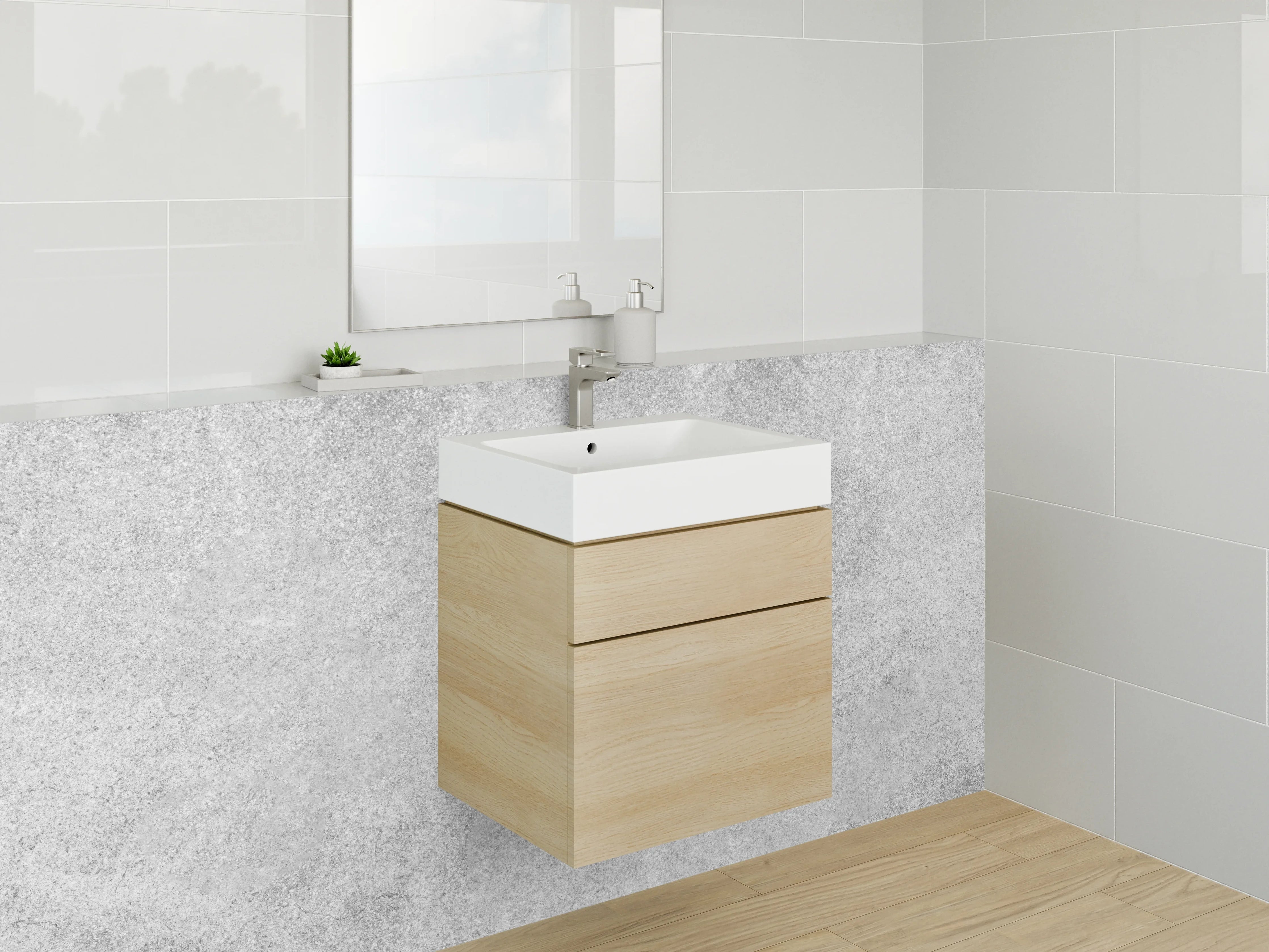 Waschbecken-Rückwand - Elegante Grauweiß-Marmor-Ästhetik