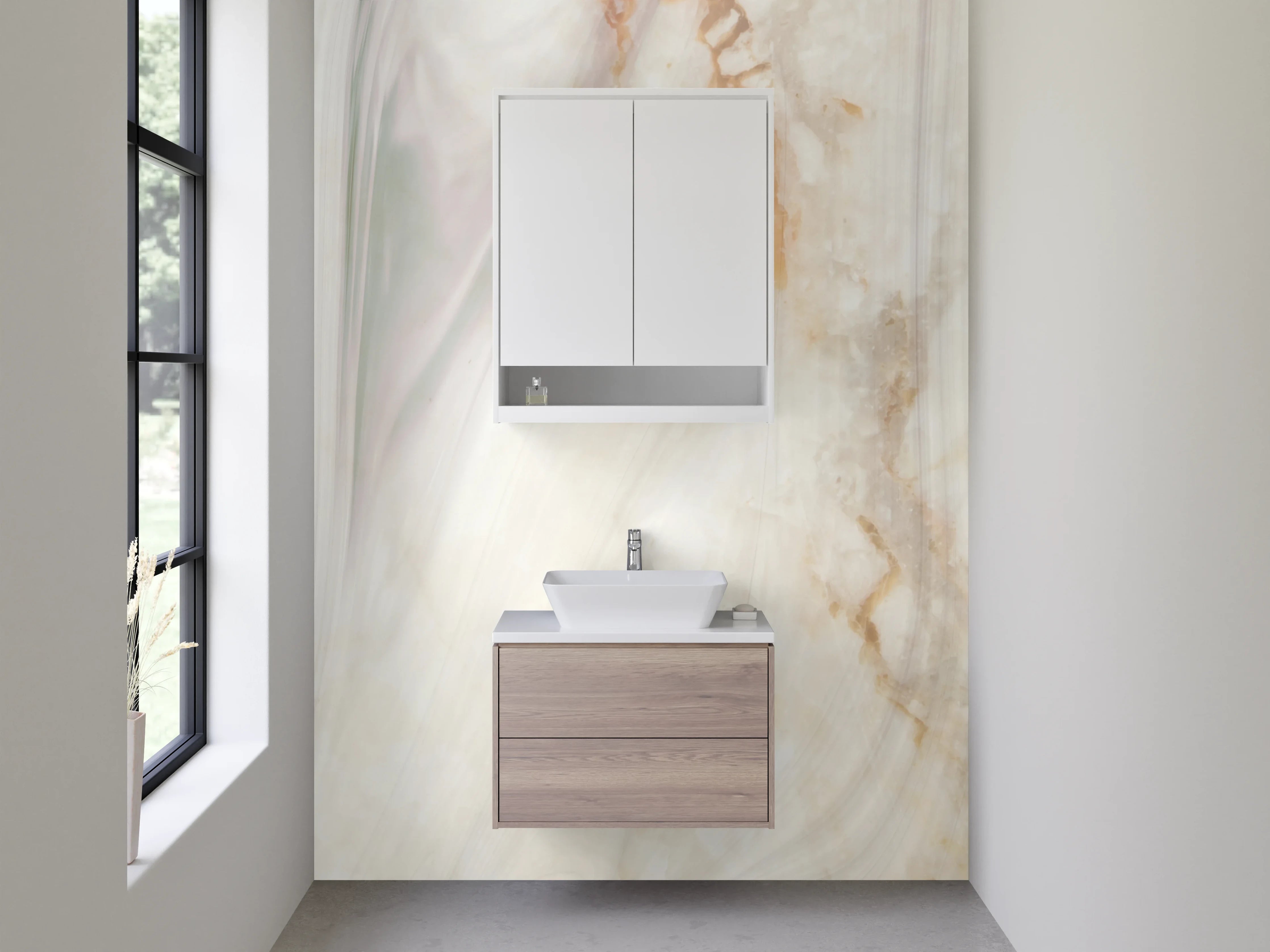 Waschbecken-Rückwand - Elegante Marmor-Optik für Dein Bad