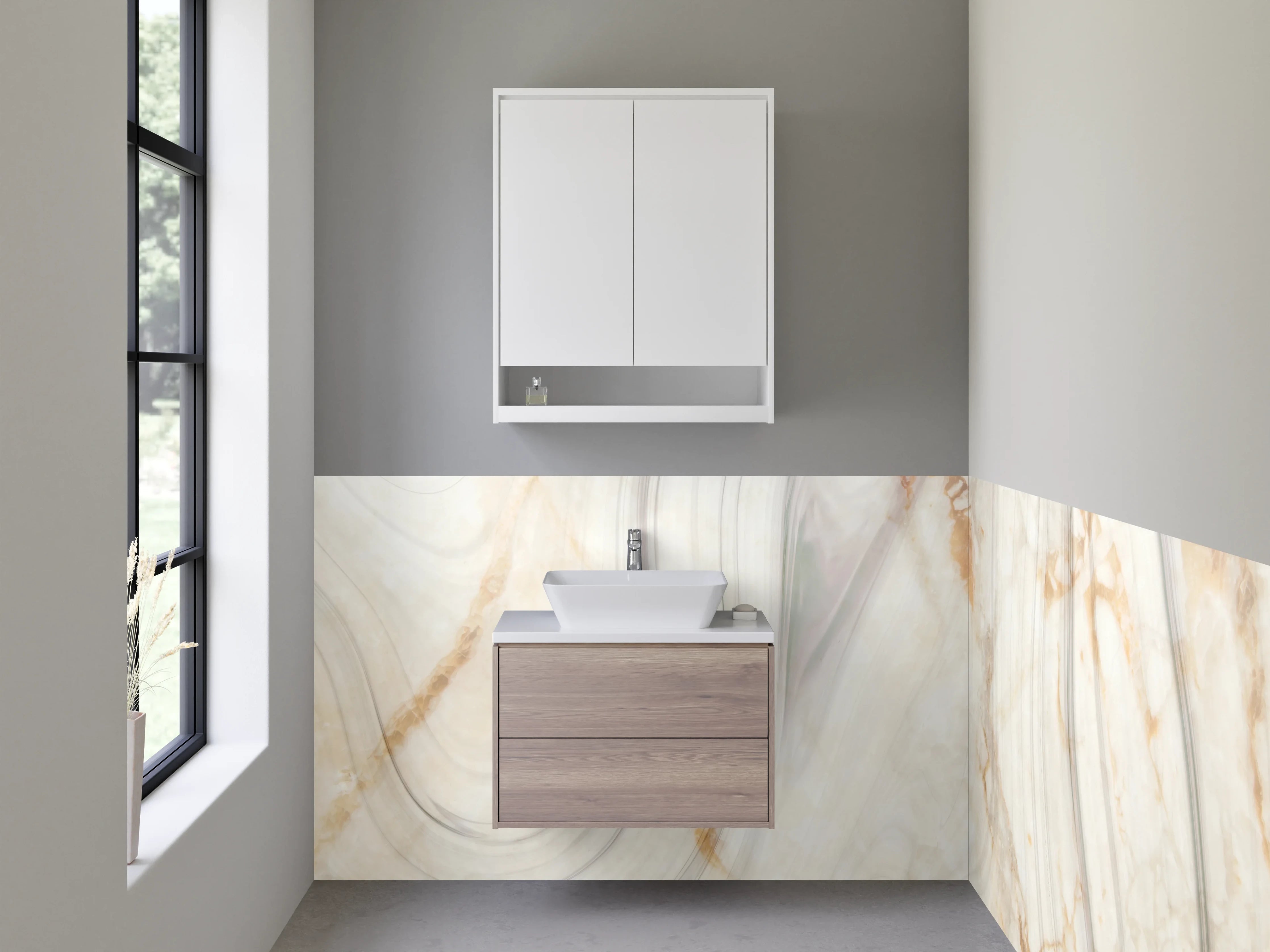 Waschbecken-Rückwand - Elegante Marmor-Optik für Dein Bad