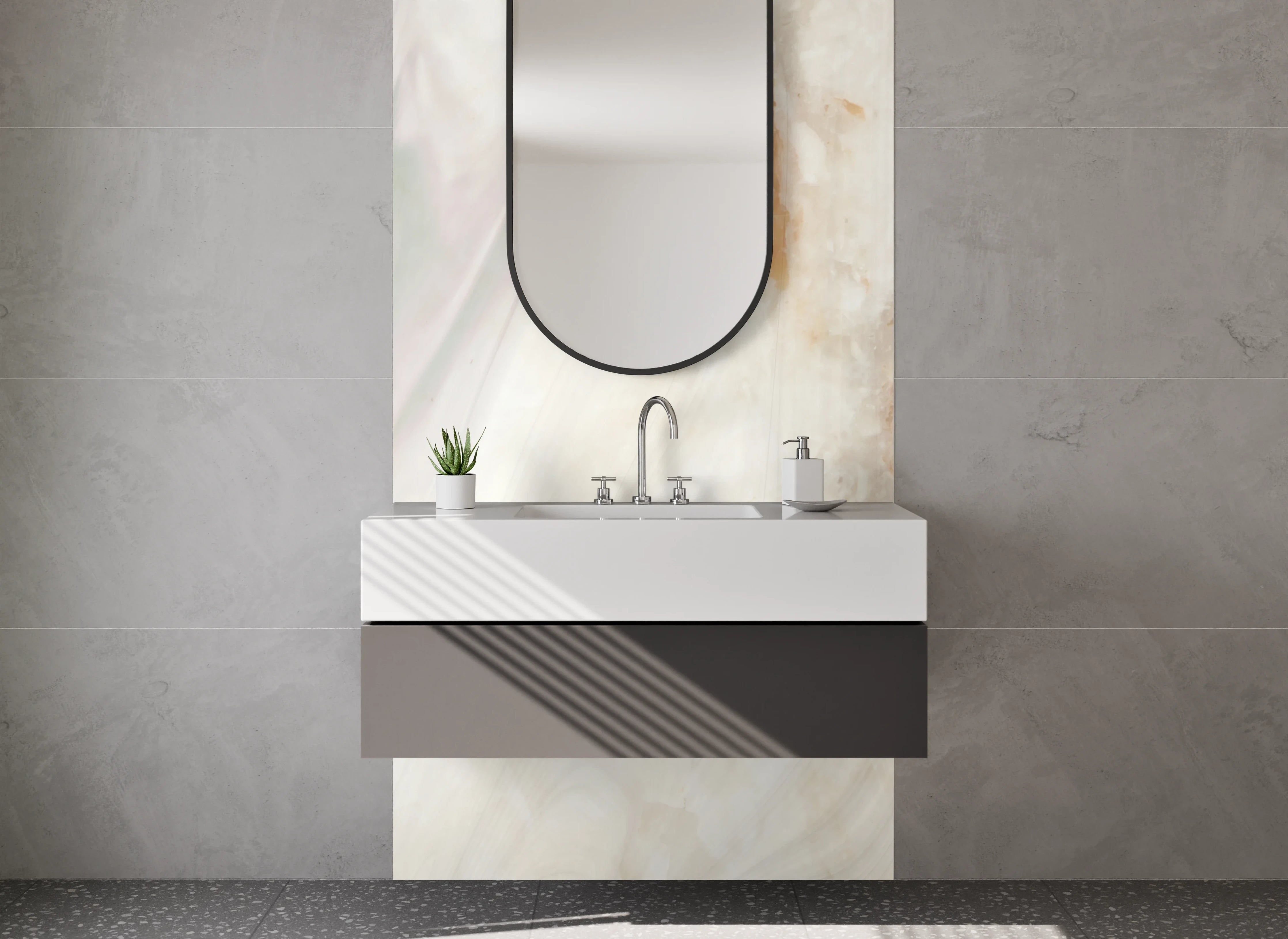 Waschbecken-Rückwand - Elegante Marmor-Optik für Dein Bad