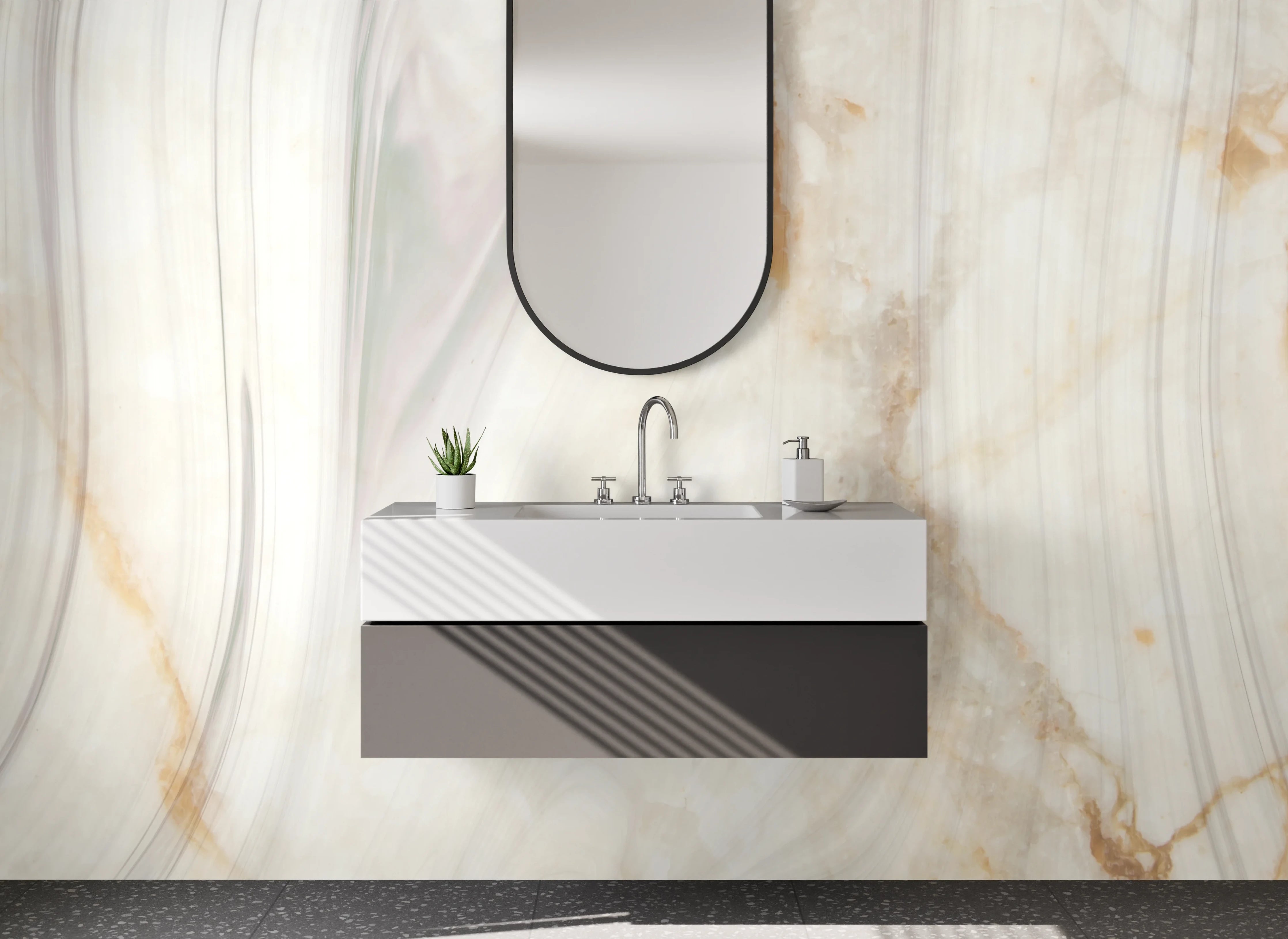 Waschbecken-Rückwand - Elegante Marmor-Optik für Dein Bad