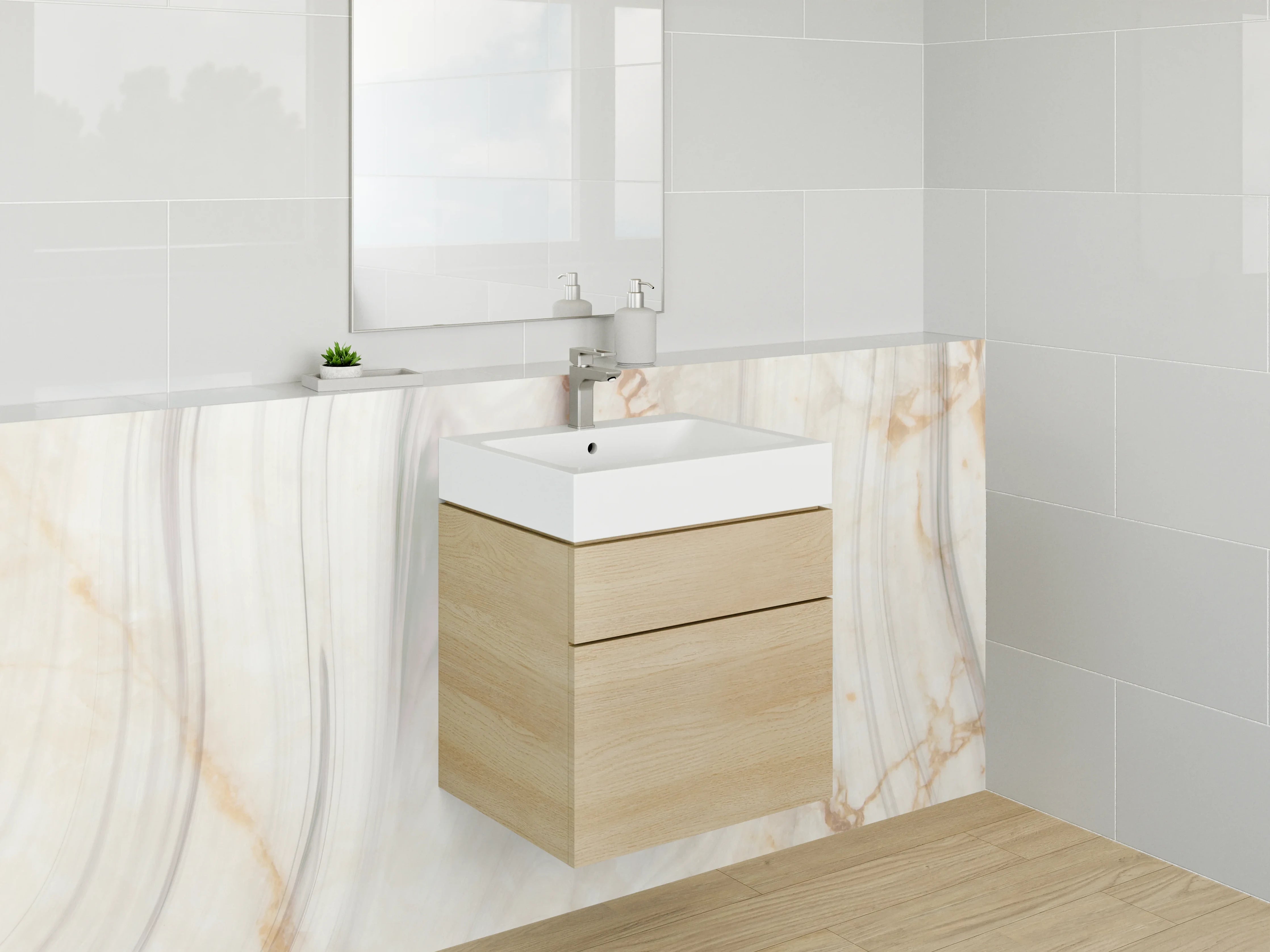 Waschbecken-Rückwand - Elegante Marmor-Optik für Dein Bad