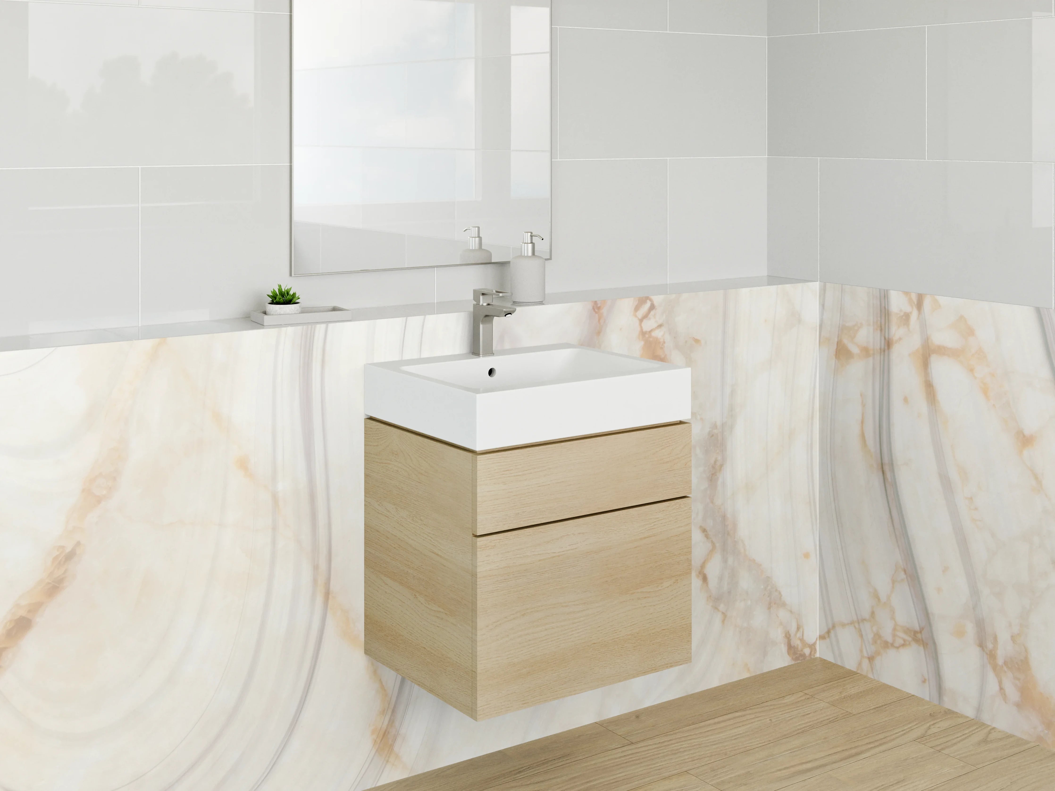 Waschbecken-Rückwand - Elegante Marmor-Optik für Dein Bad