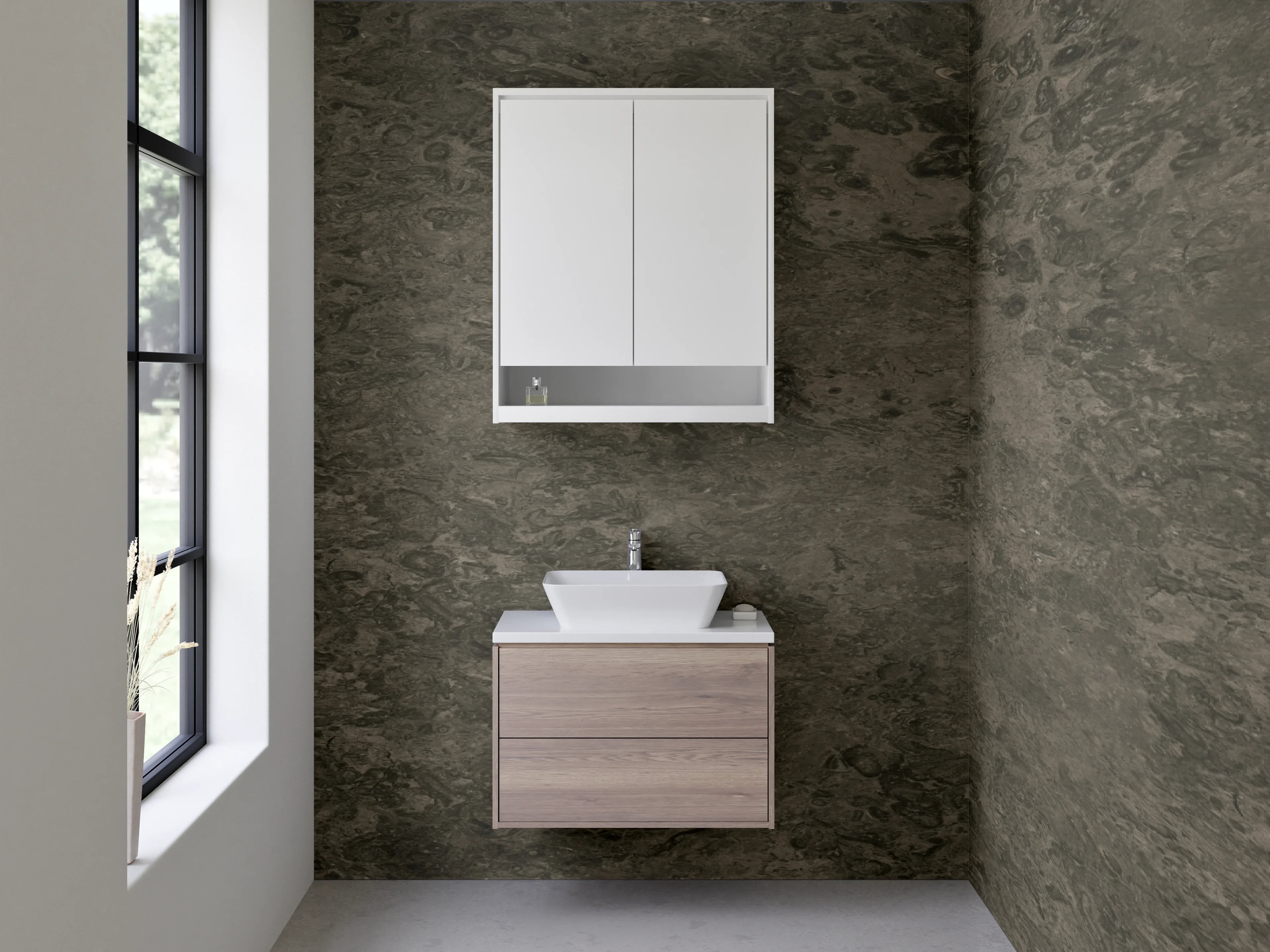 Waschbecken-Rückwand - Elegante Schieferoptik Anthrazit Grau