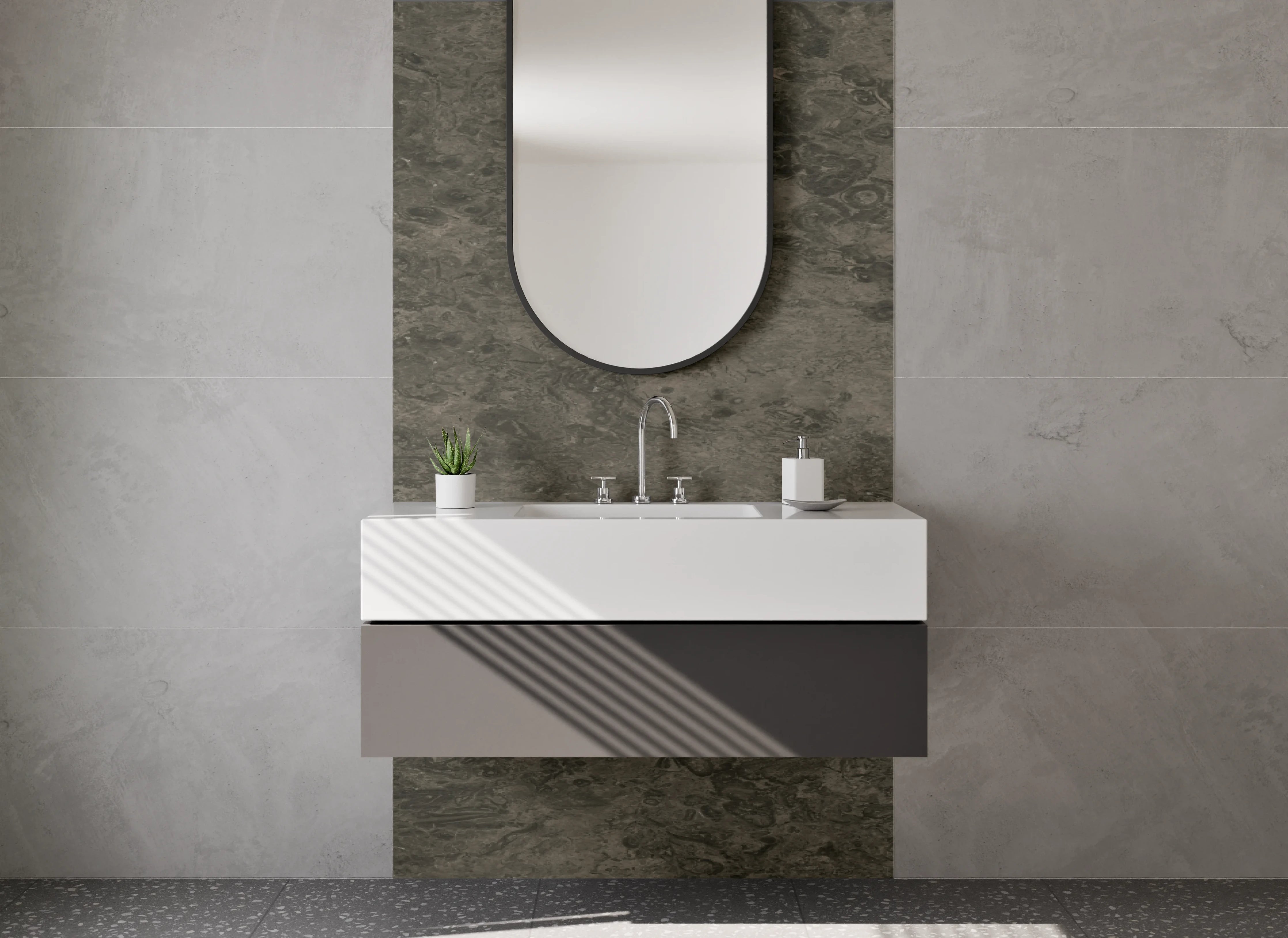 Waschbecken-Rückwand - Elegante Schieferoptik Anthrazit Grau
