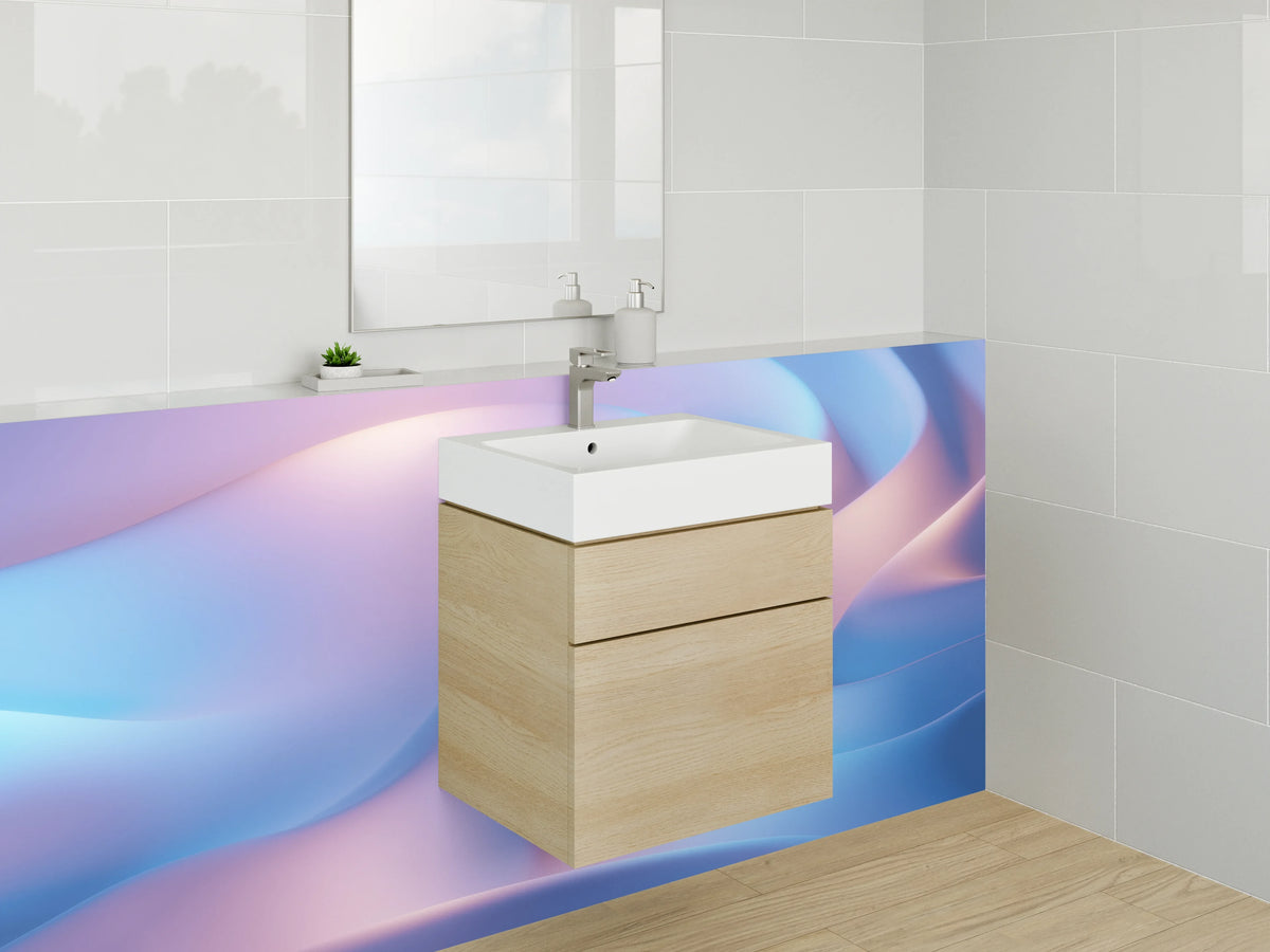 Waschbecken-Rückwand - Elegante abstrakte Wellen in Pastell