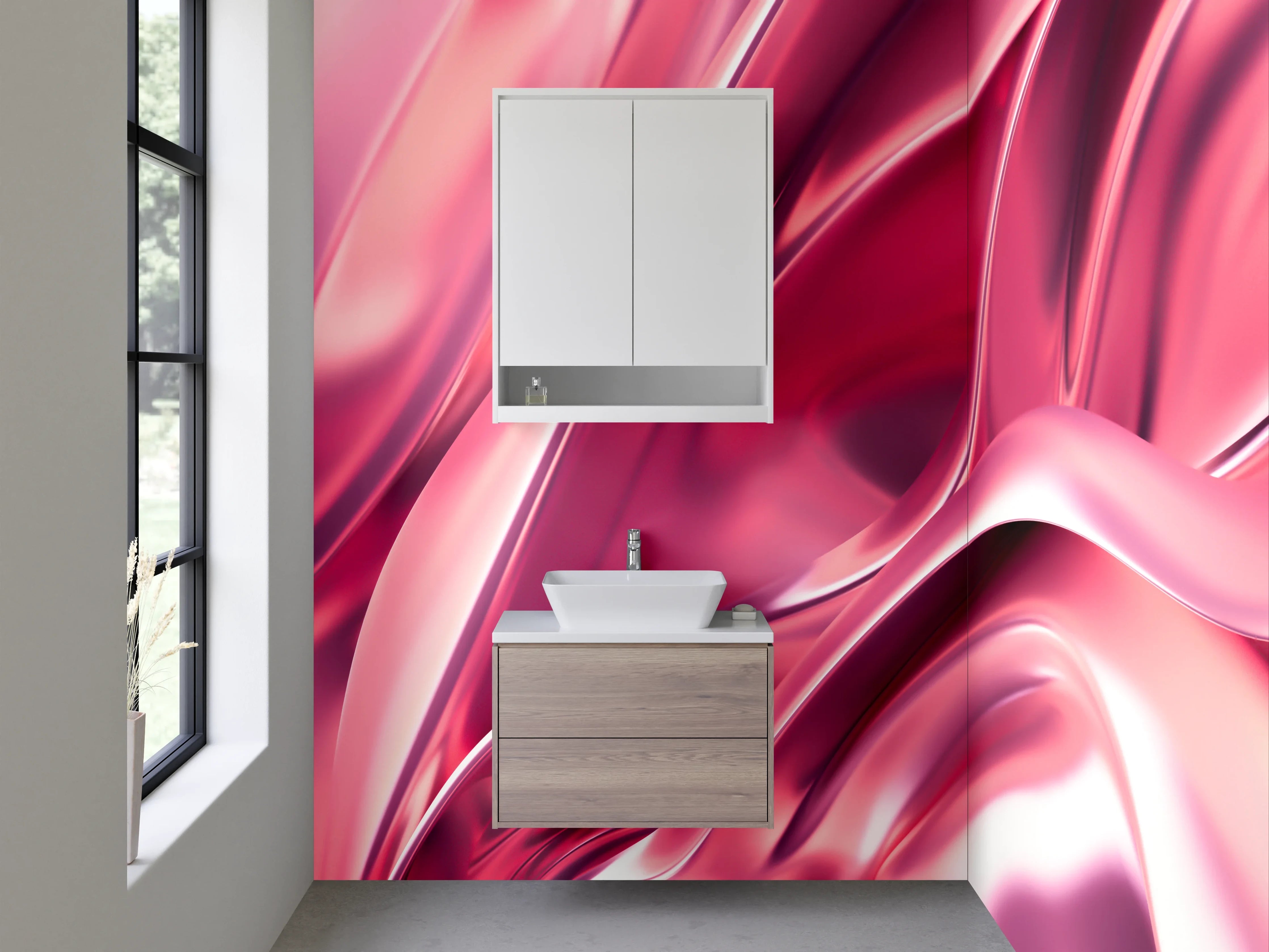 Waschbecken-Rückwand - Elegante rosa abstrakte Metallic-Wellen