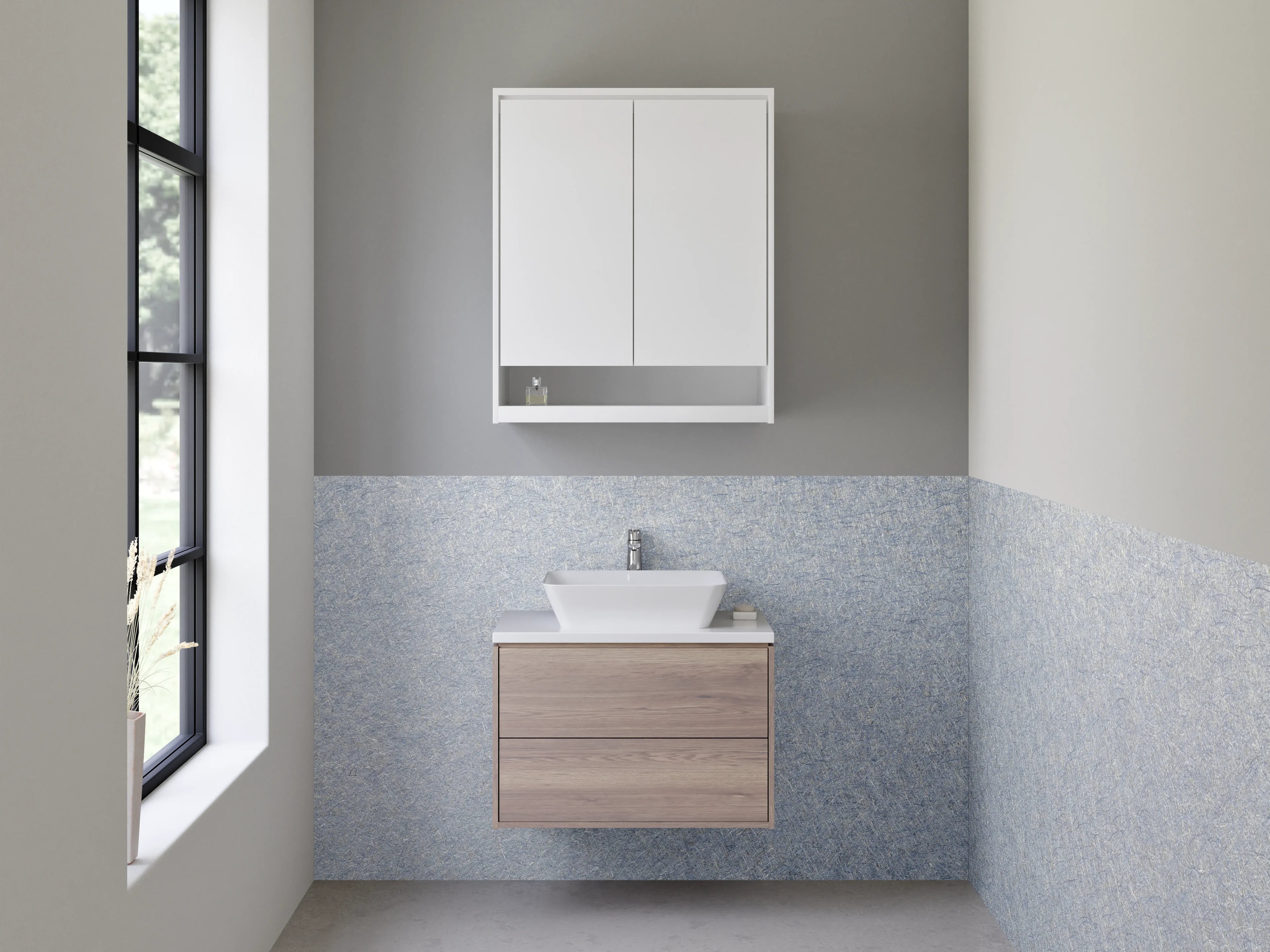Waschbecken-Rückwand - Elegante silber-graue Struktur Oberfläche