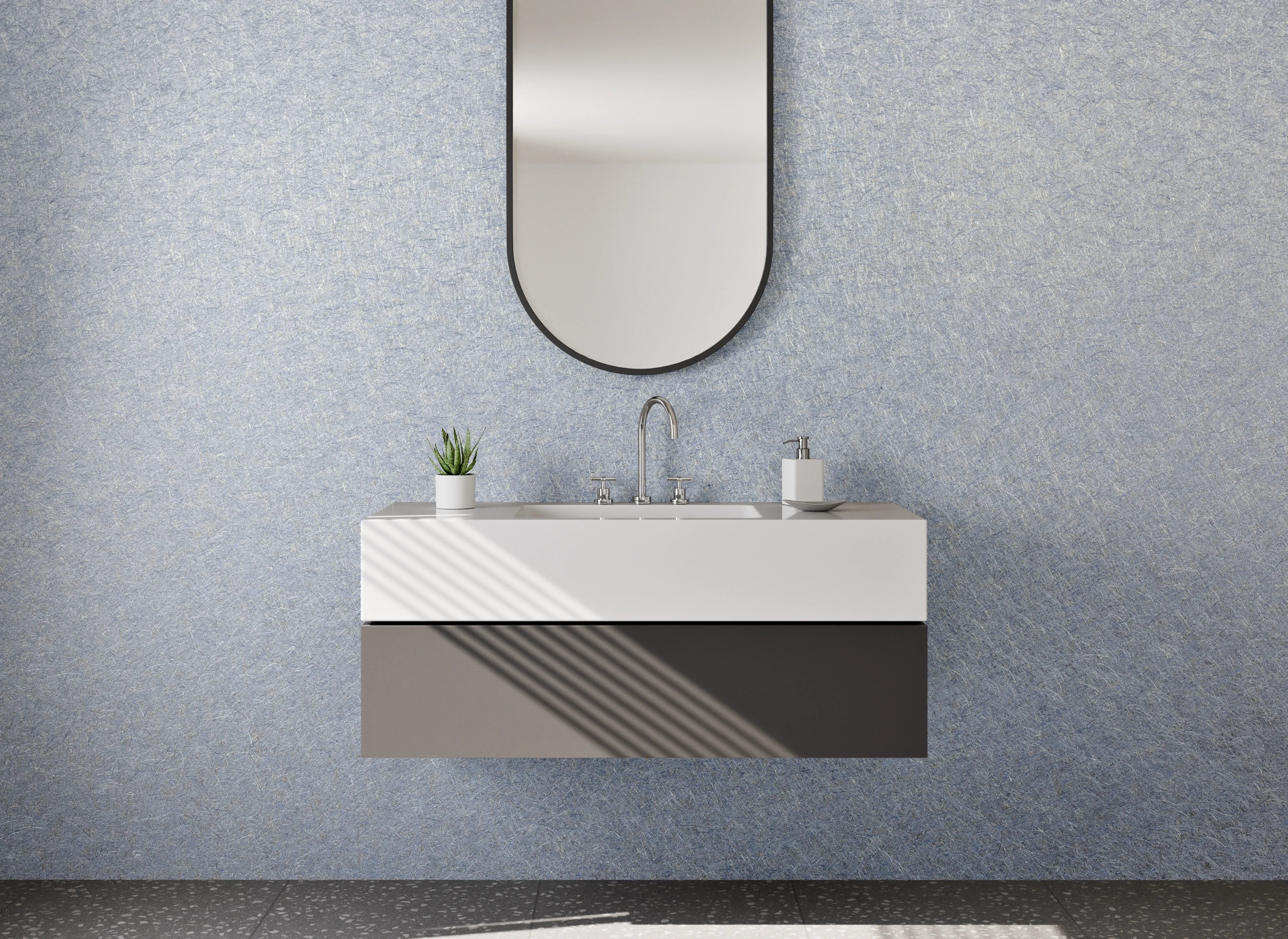 Waschbecken-Rückwand - Elegante silber-graue Struktur Oberfläche