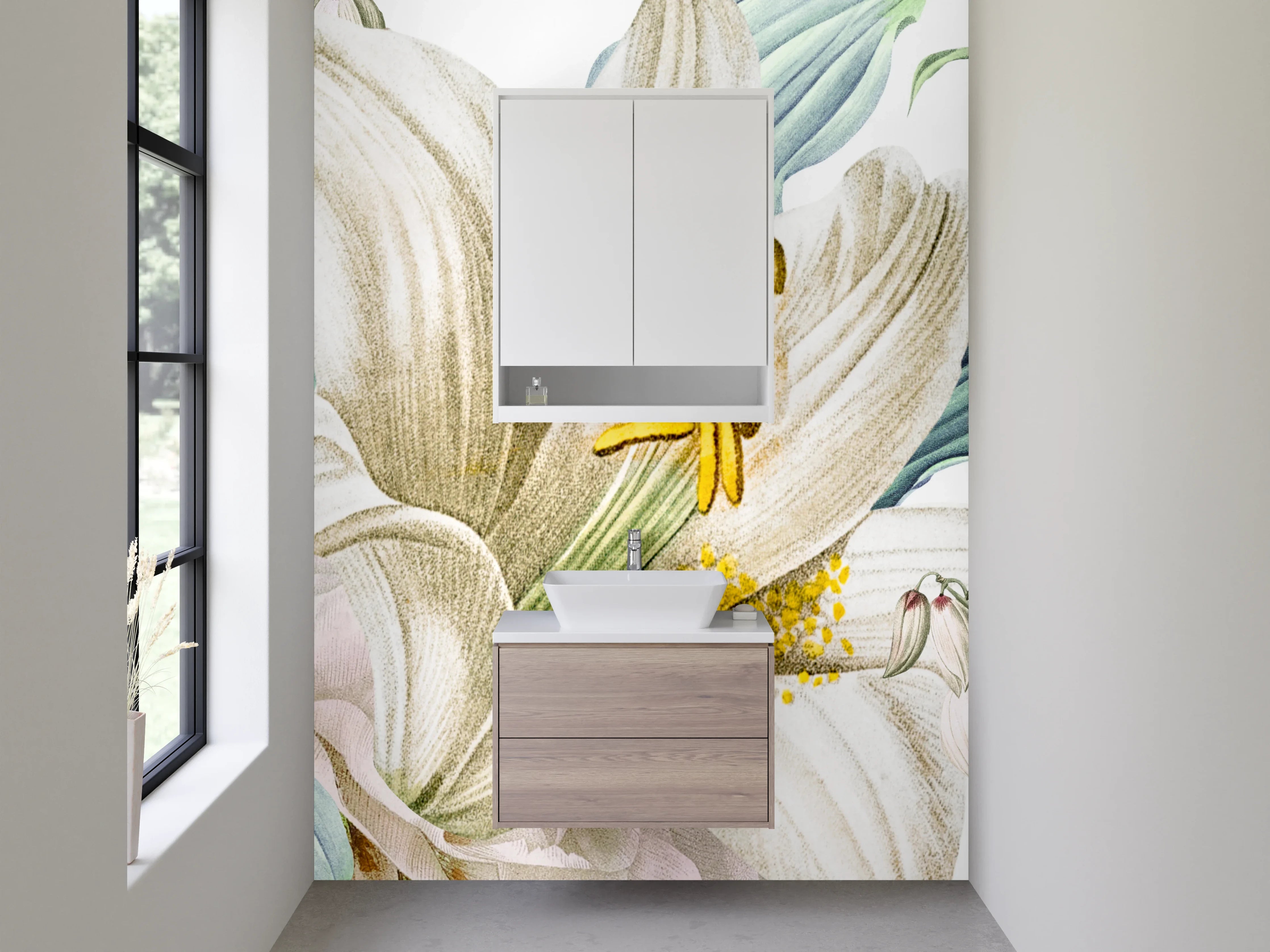 Waschbecken-Rückwand - Elegante weiße Lilien Illustration