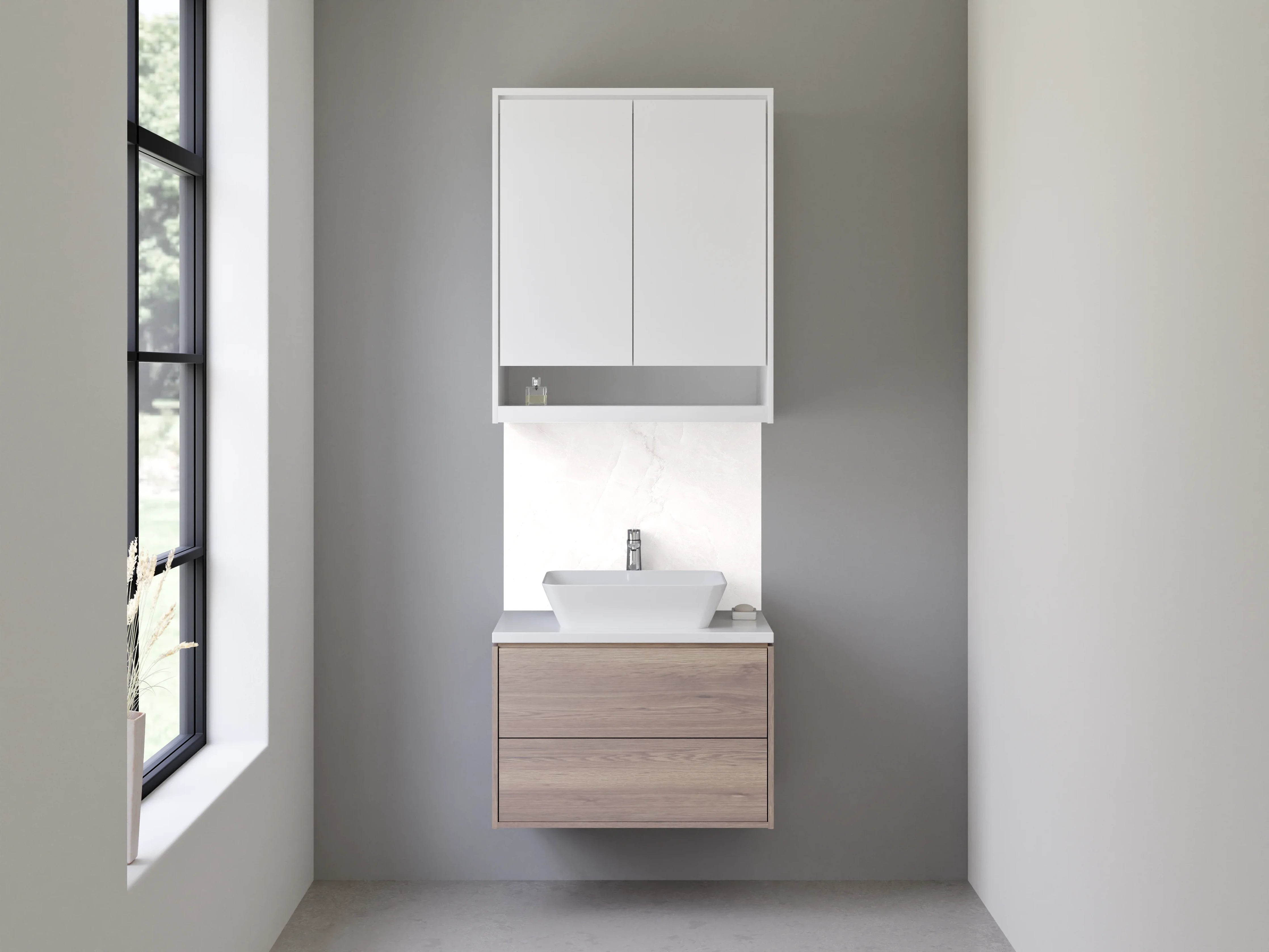 Waschbecken-Rückwand - Elegante weiße Marmor-Optik Fliese