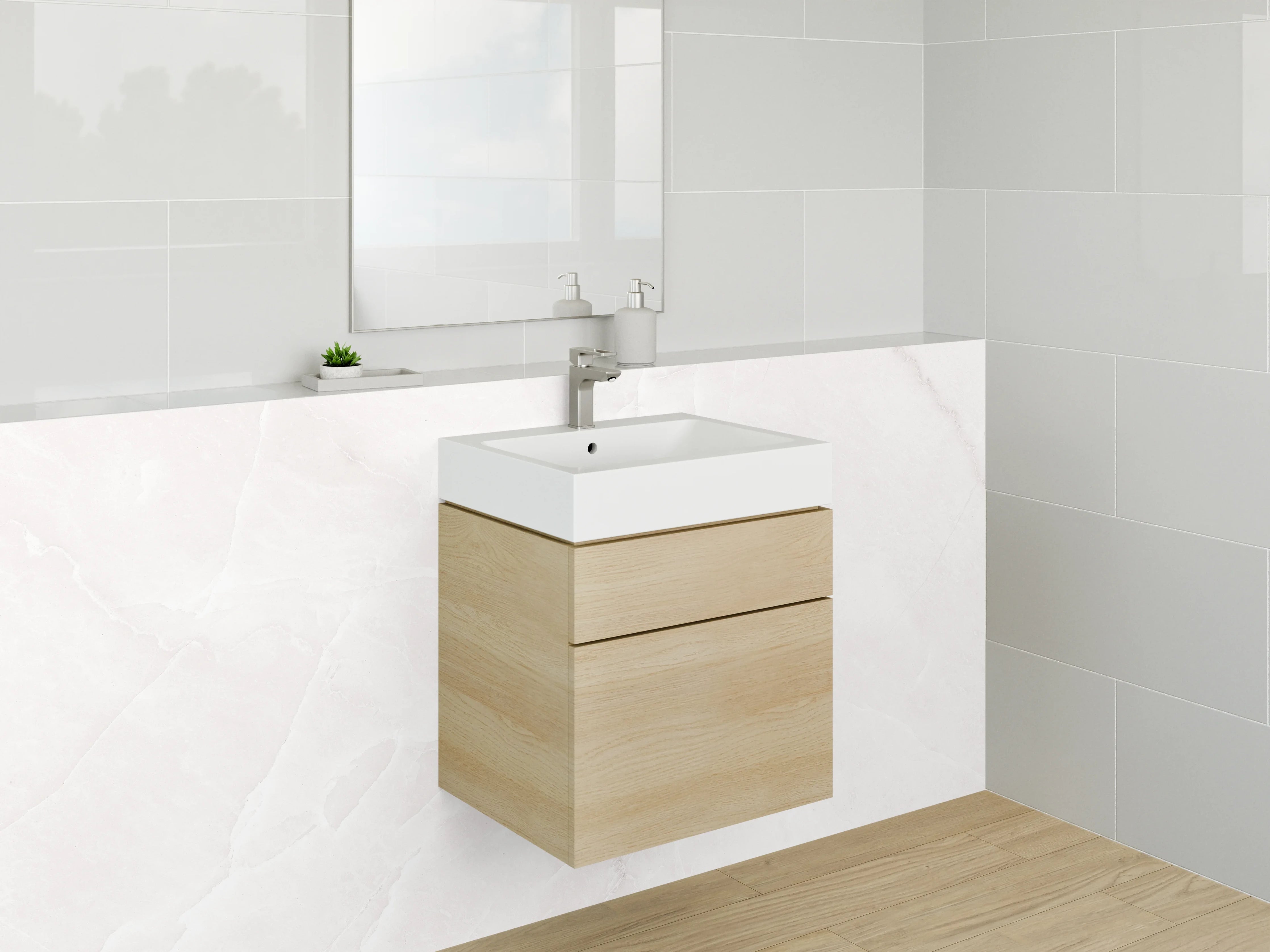 Waschbecken-Rückwand - Elegante weiße Marmor-Optik Fliese