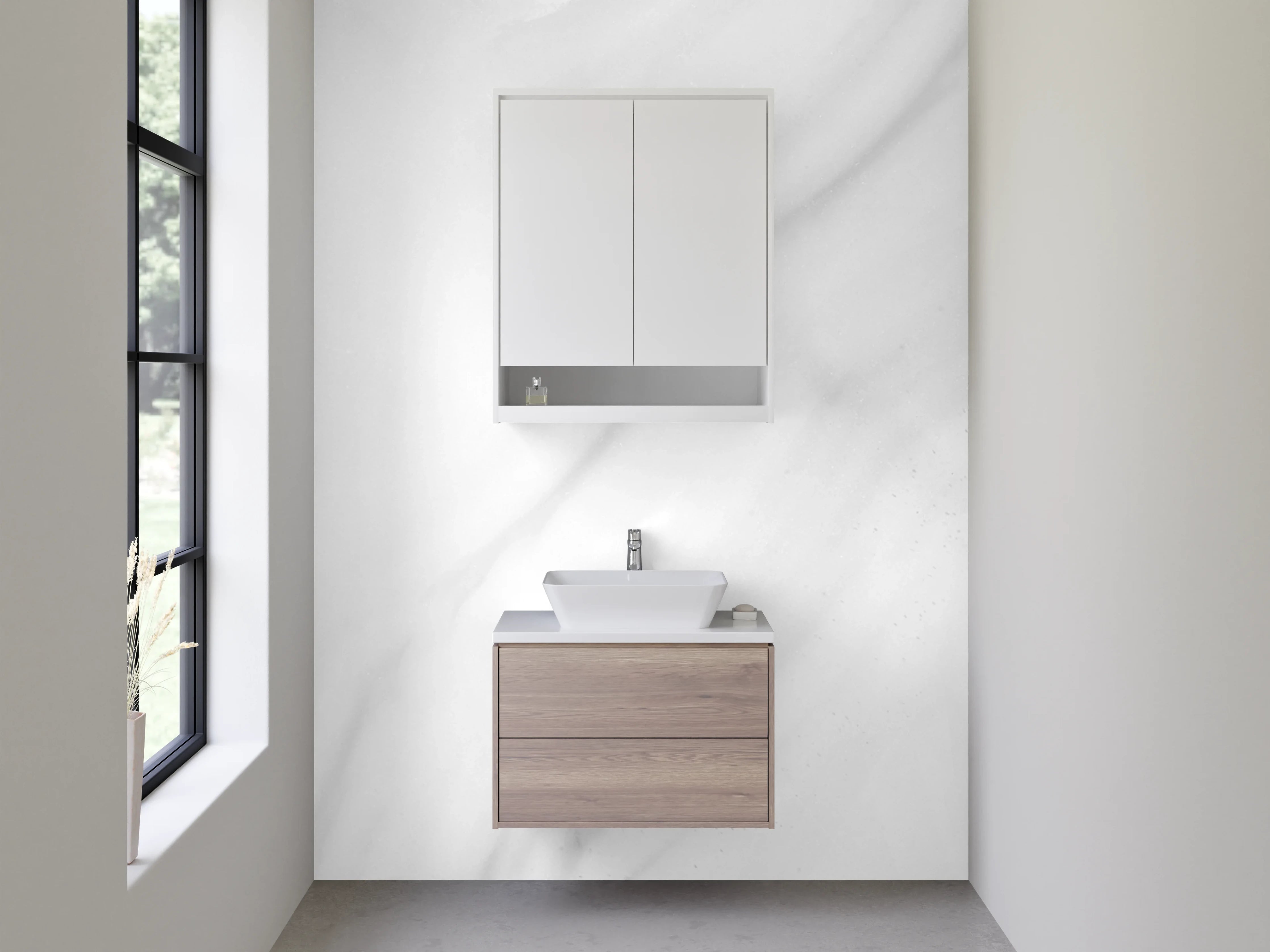 Waschbecken-Rückwand - Elegante weiße Marmoroptik für Dein Bad