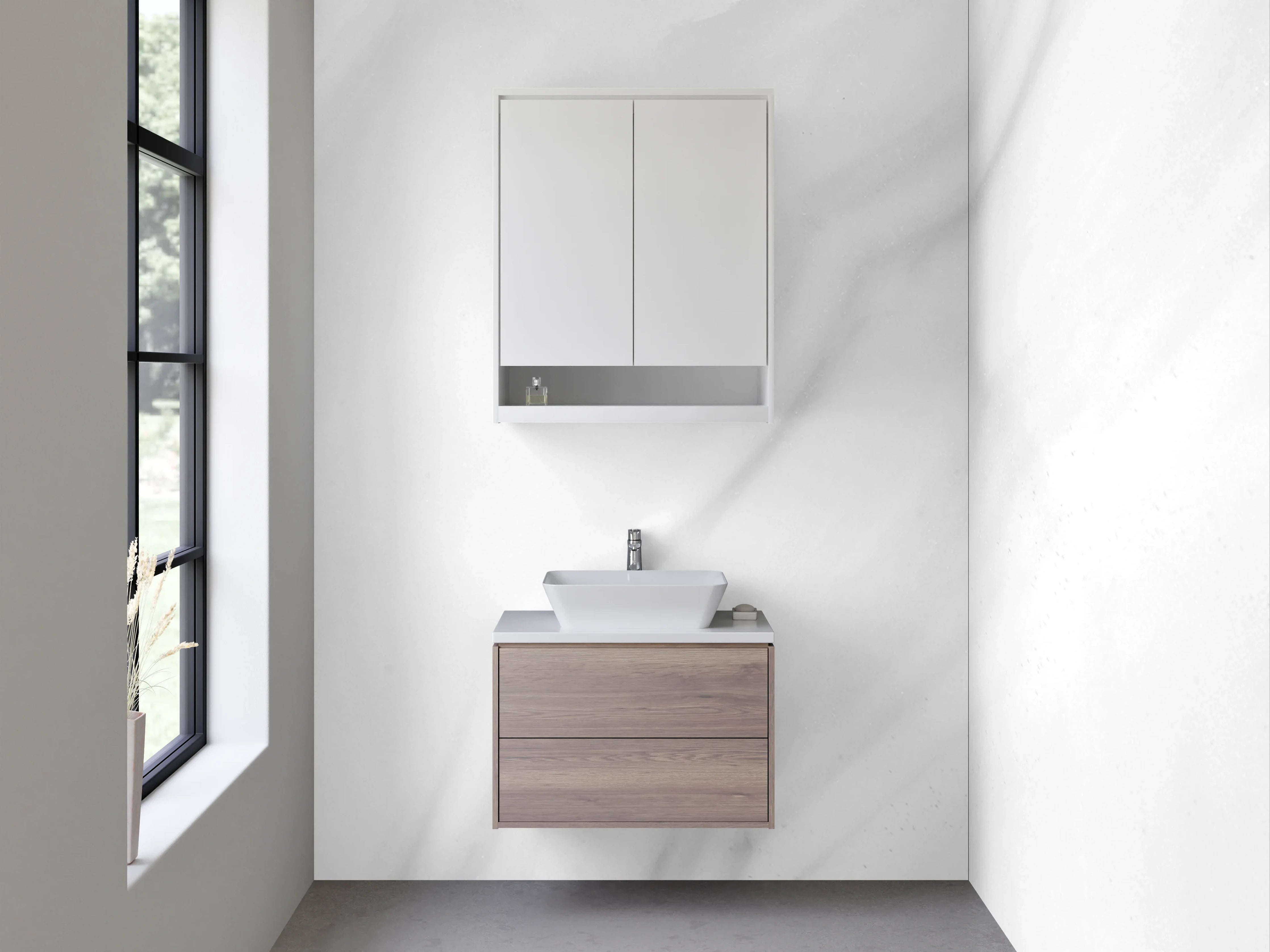 Waschbecken-Rückwand - Elegante weiße Marmoroptik für Dein Bad