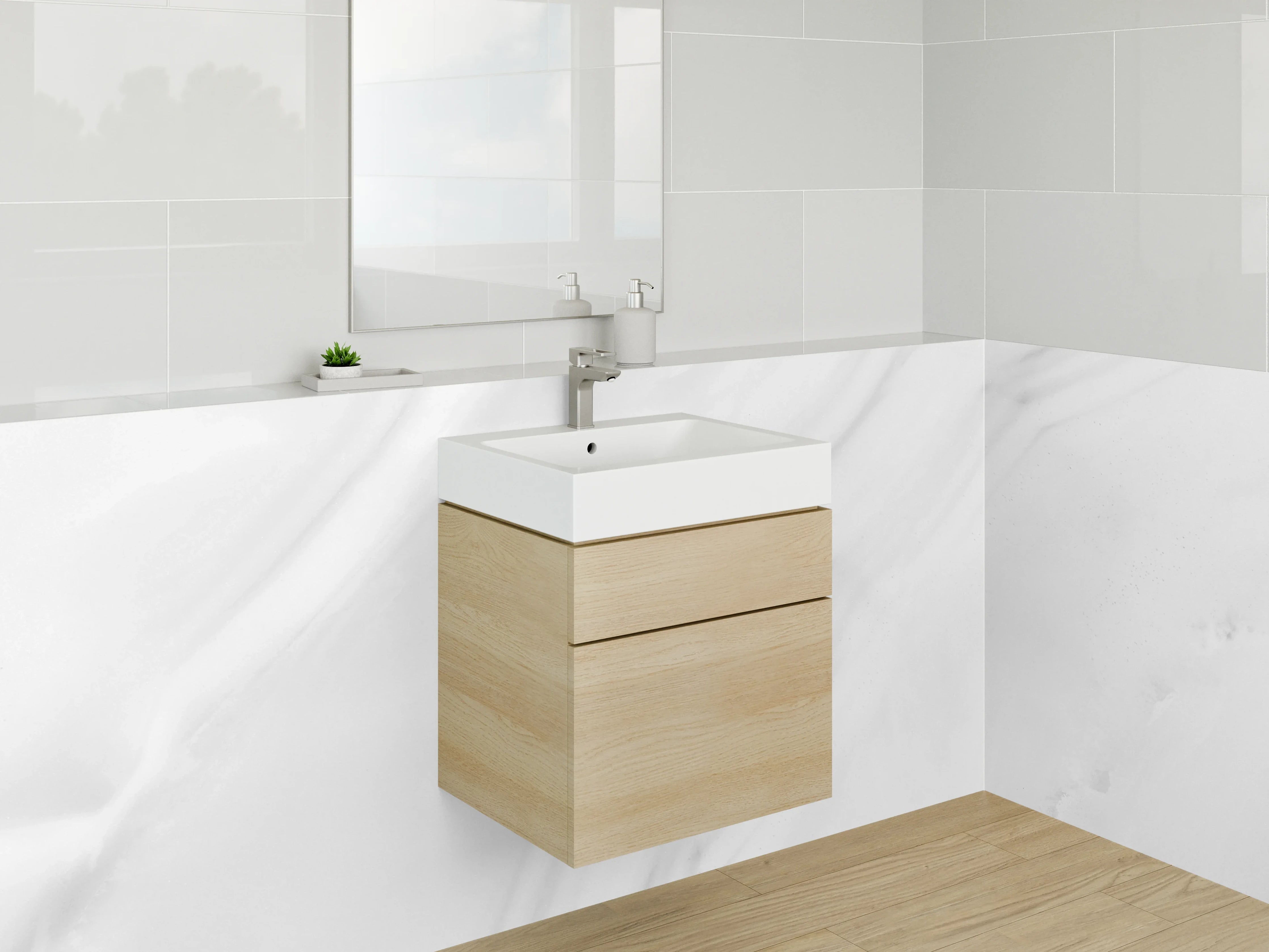Waschbecken-Rückwand - Elegante weiße Marmoroptik für Dein Bad
