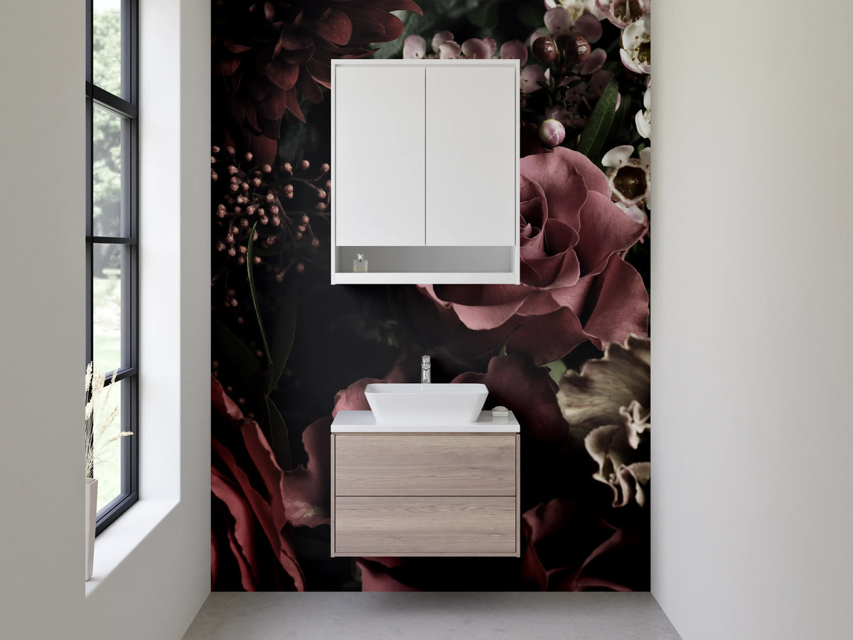 Waschbecken-Rückwand - Eleganter Blumenstrauß in Vintagetönen