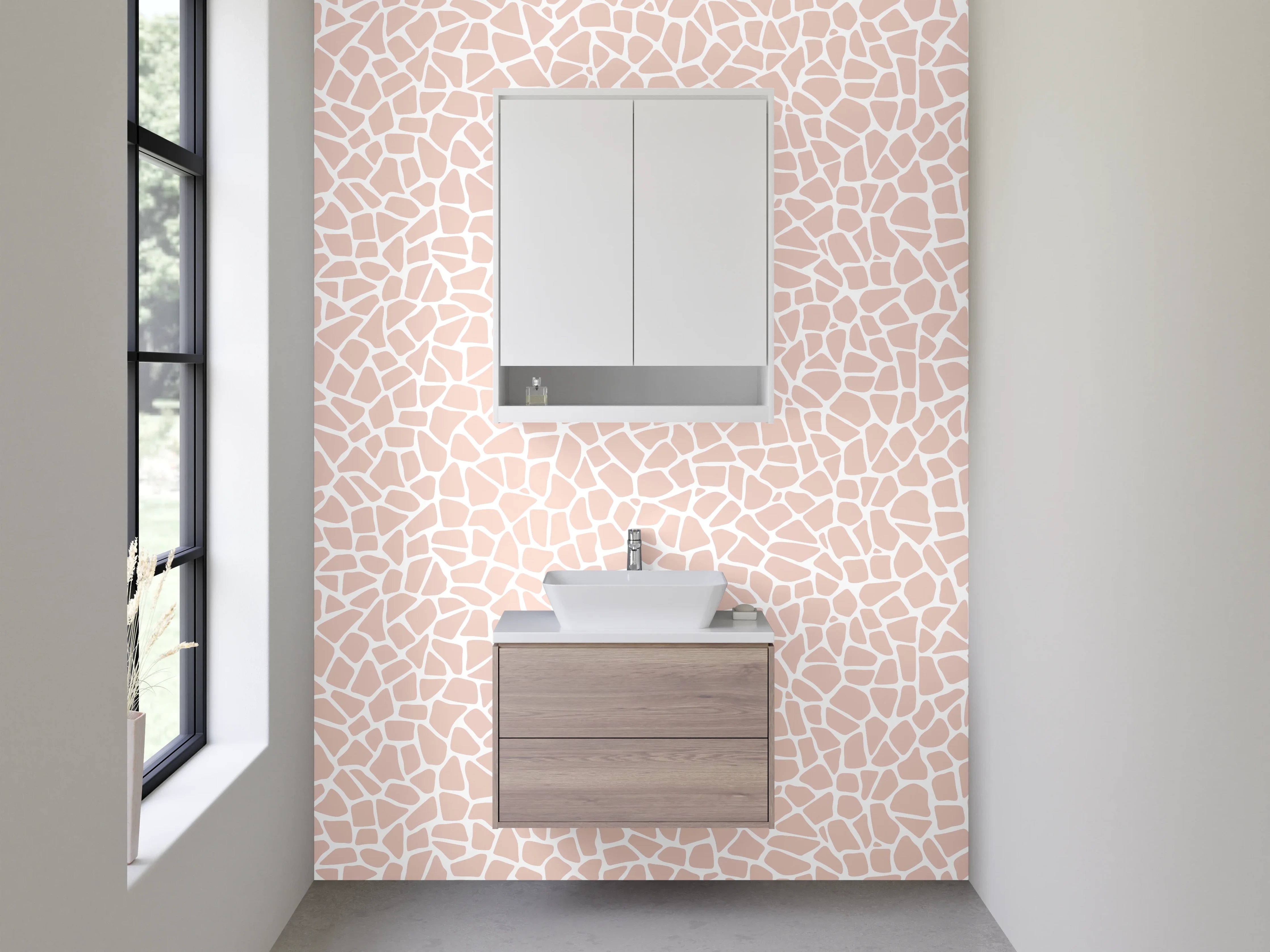 Waschbecken-Rückwand - Elegantes Mosaik Rosa Beige Muster