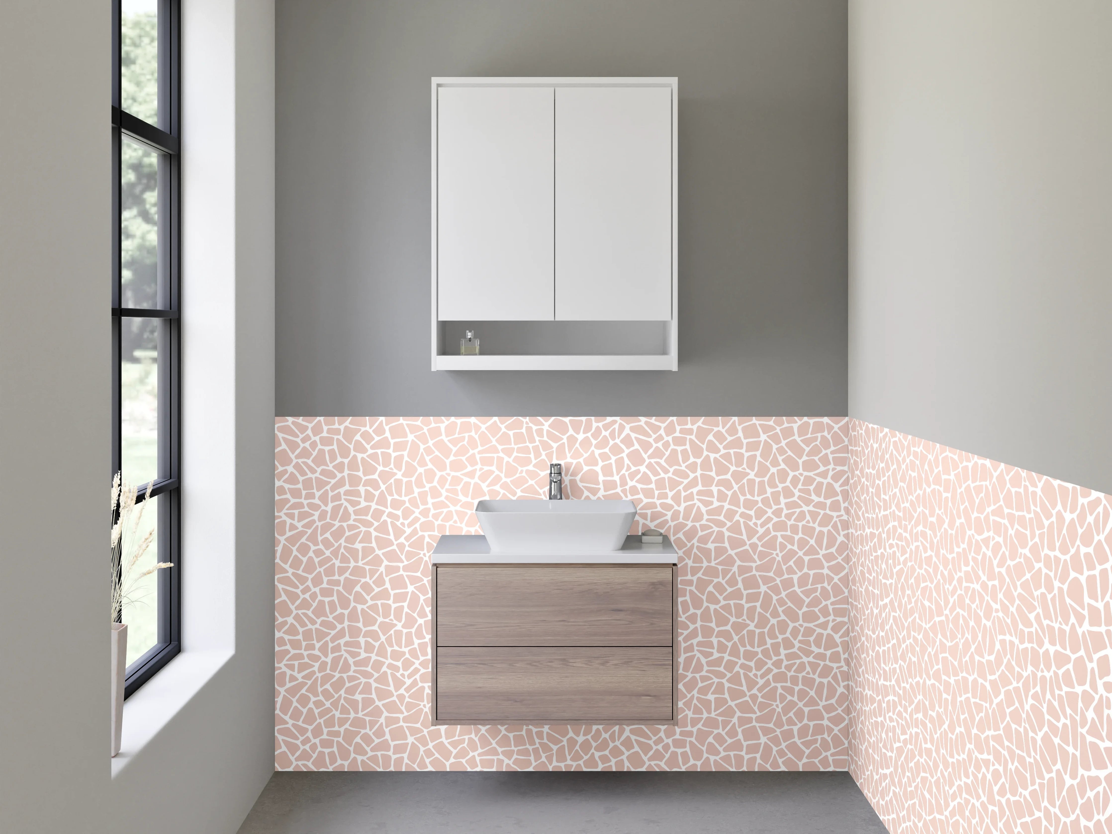 Waschbecken-Rückwand - Elegantes Mosaik Rosa Beige Muster