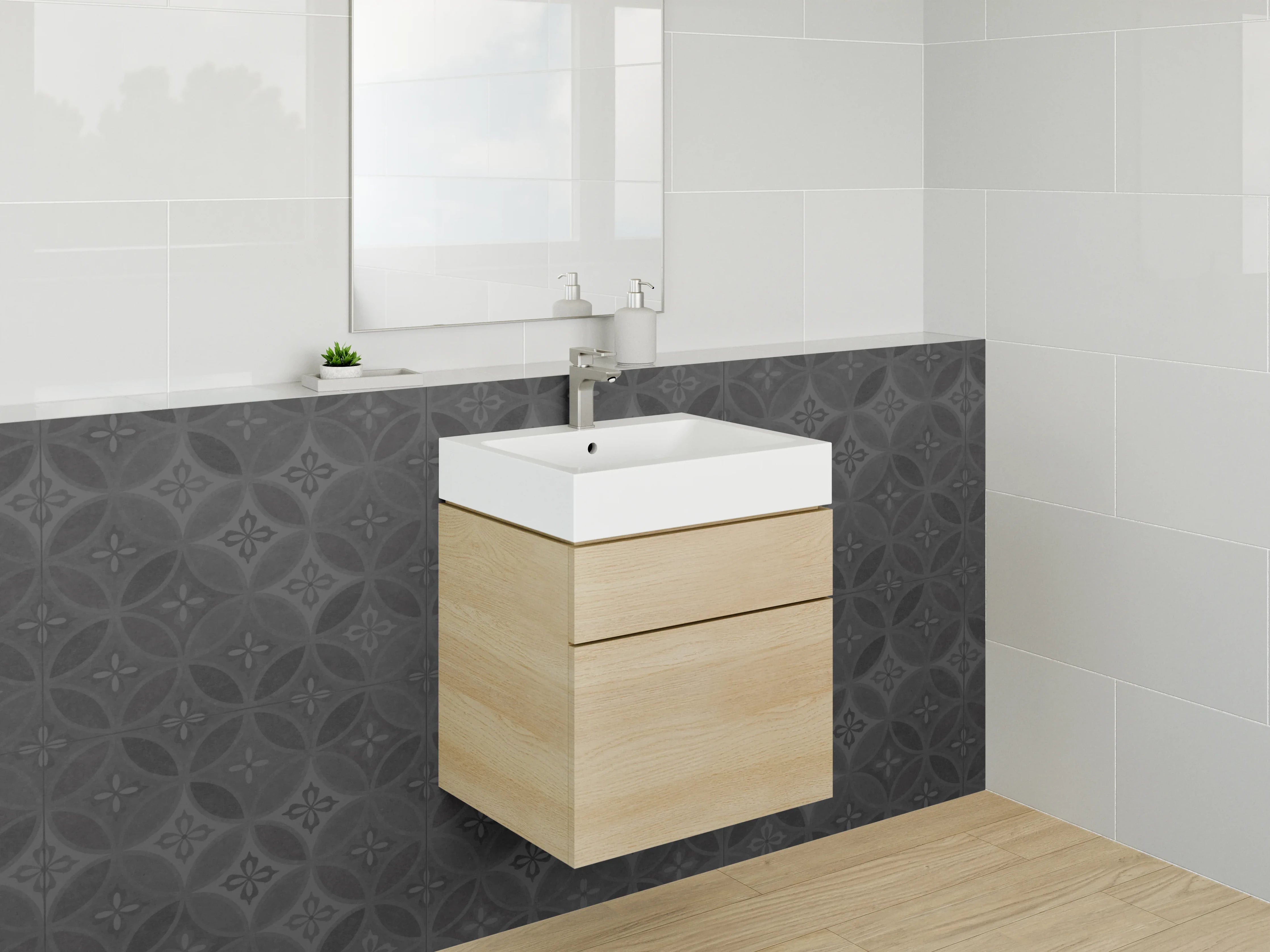 Waschbecken-Rückwand - Elegantes Schwarzgrau Muster Modern