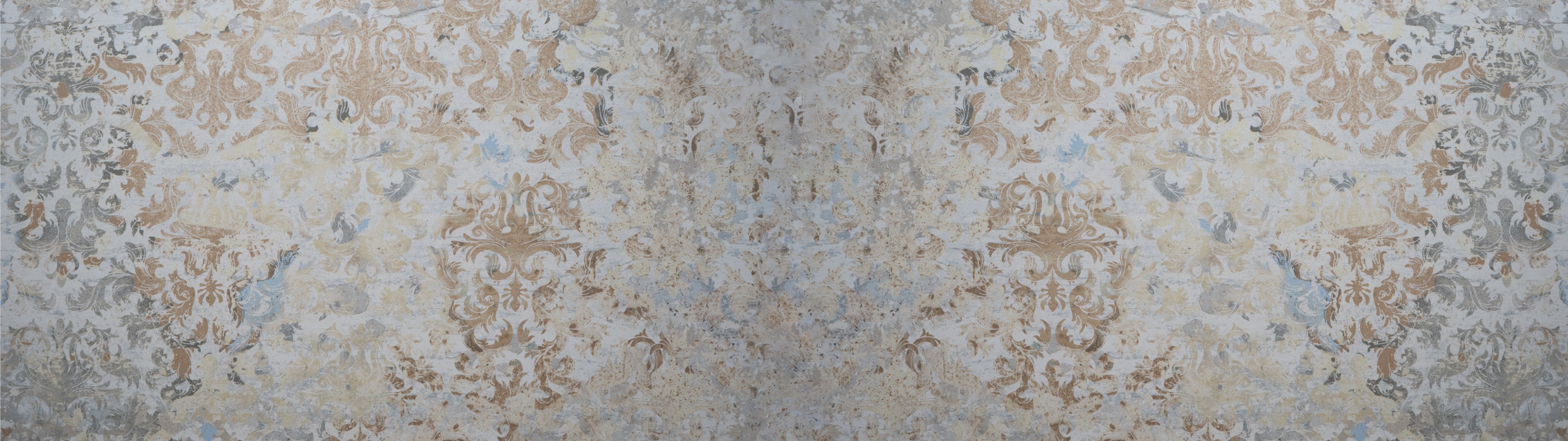 Waschbecken-Rückwand-Elegantes Vintage-Ornament Muster Beige Silber