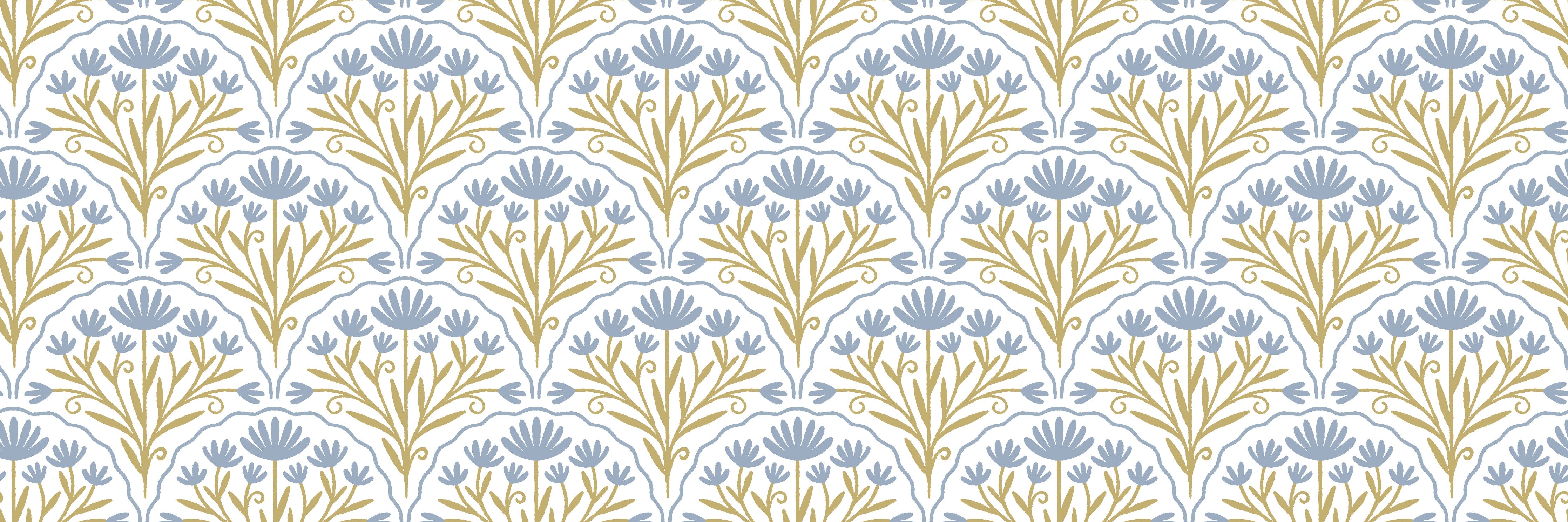 Waschbecken-Rückwand-Elegantes florales Muster blau-gold