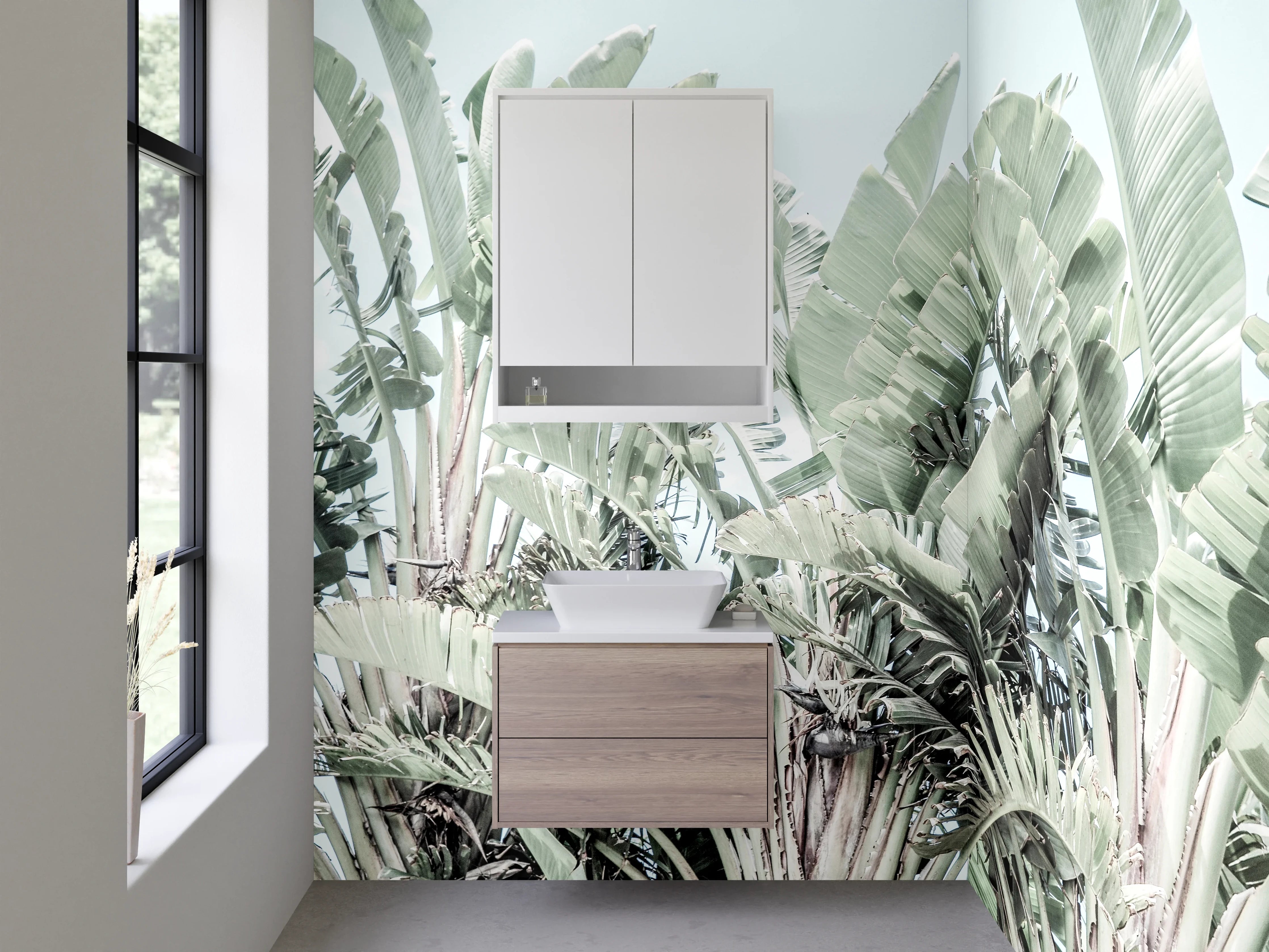 Waschbecken-Rückwand - Exotische Palmblätter Fotoprint