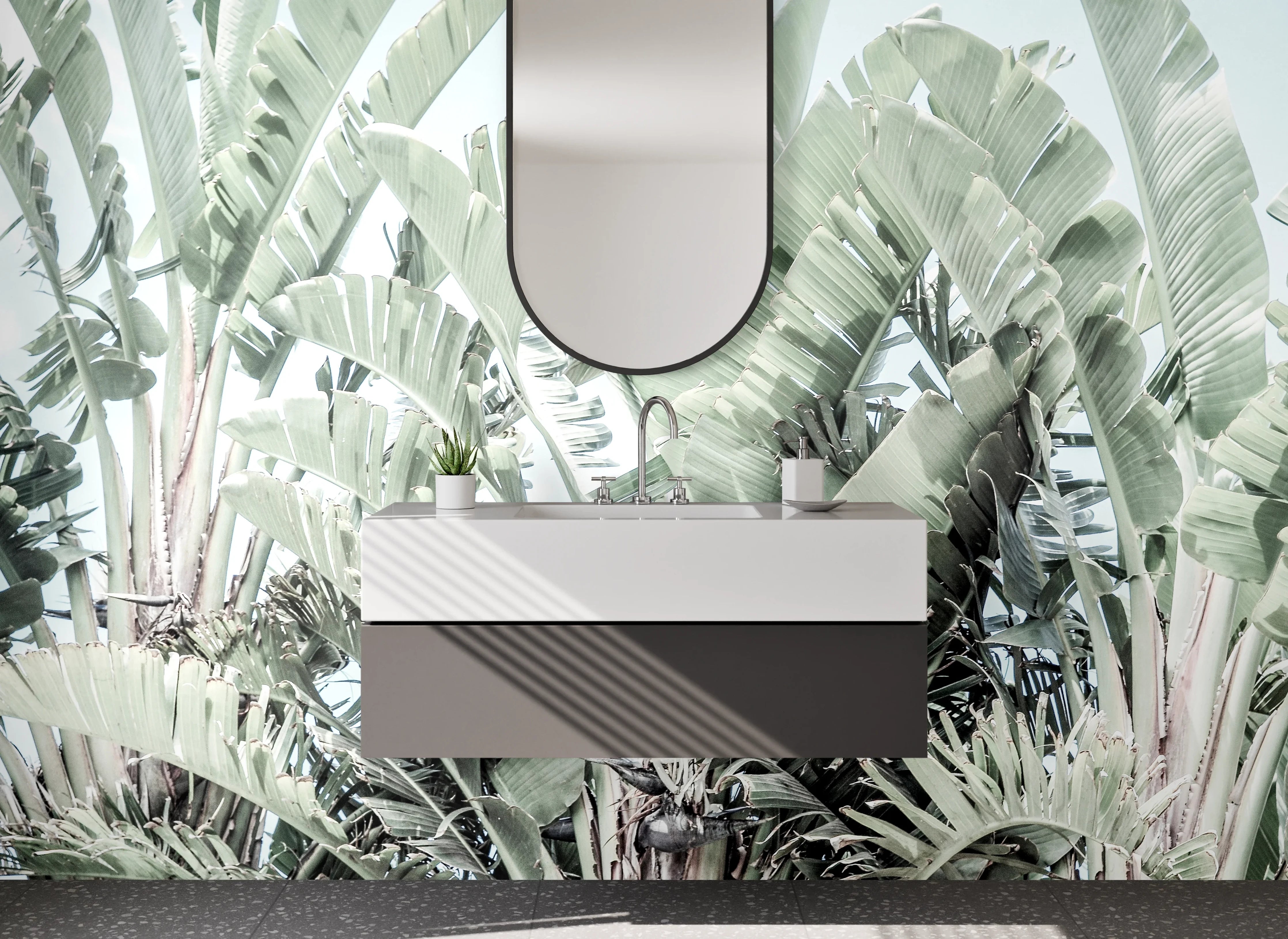 Waschbecken-Rückwand - Exotische Palmblätter Fotoprint