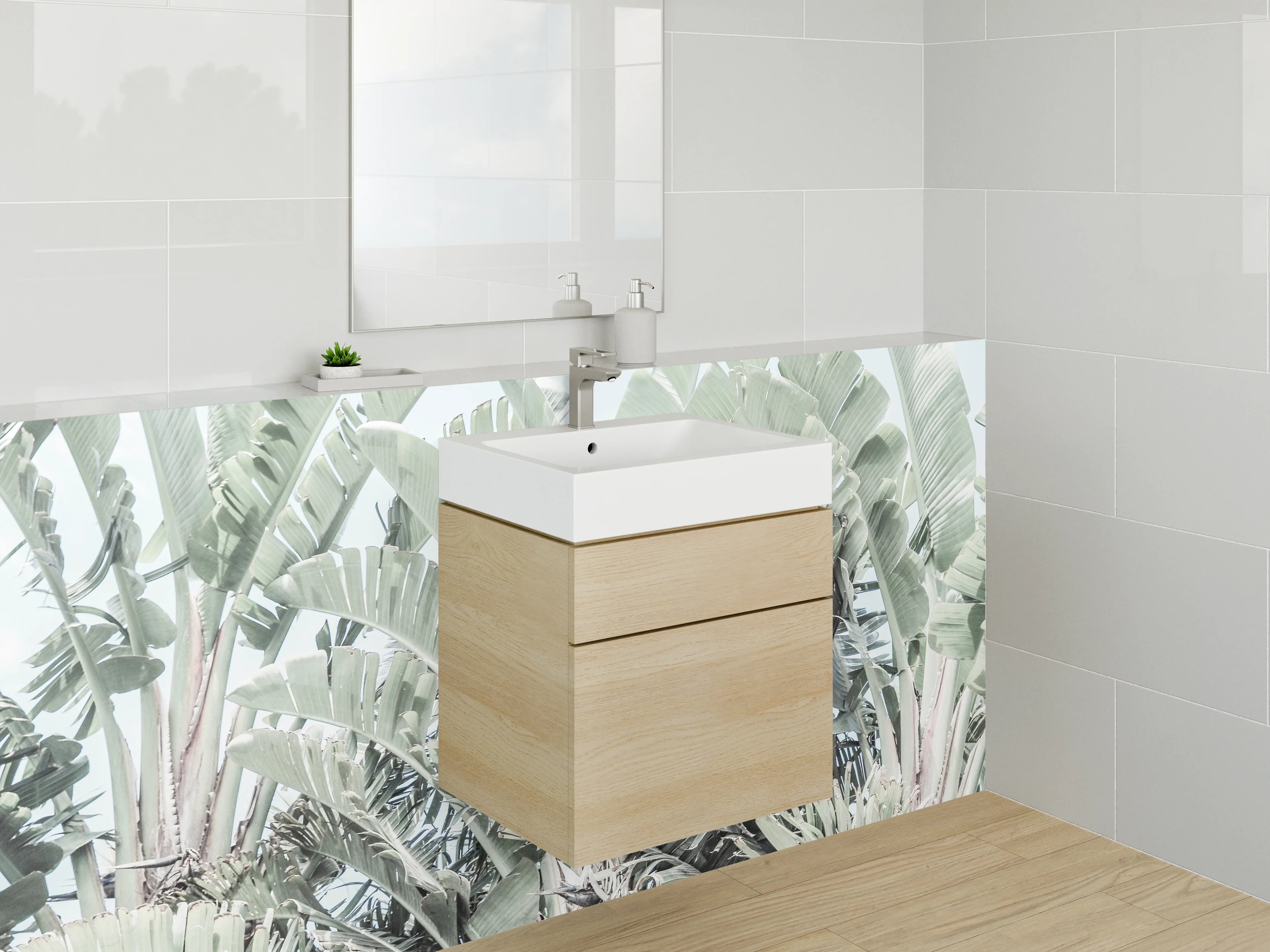 Waschbecken-Rückwand - Exotische Palmblätter Fotoprint