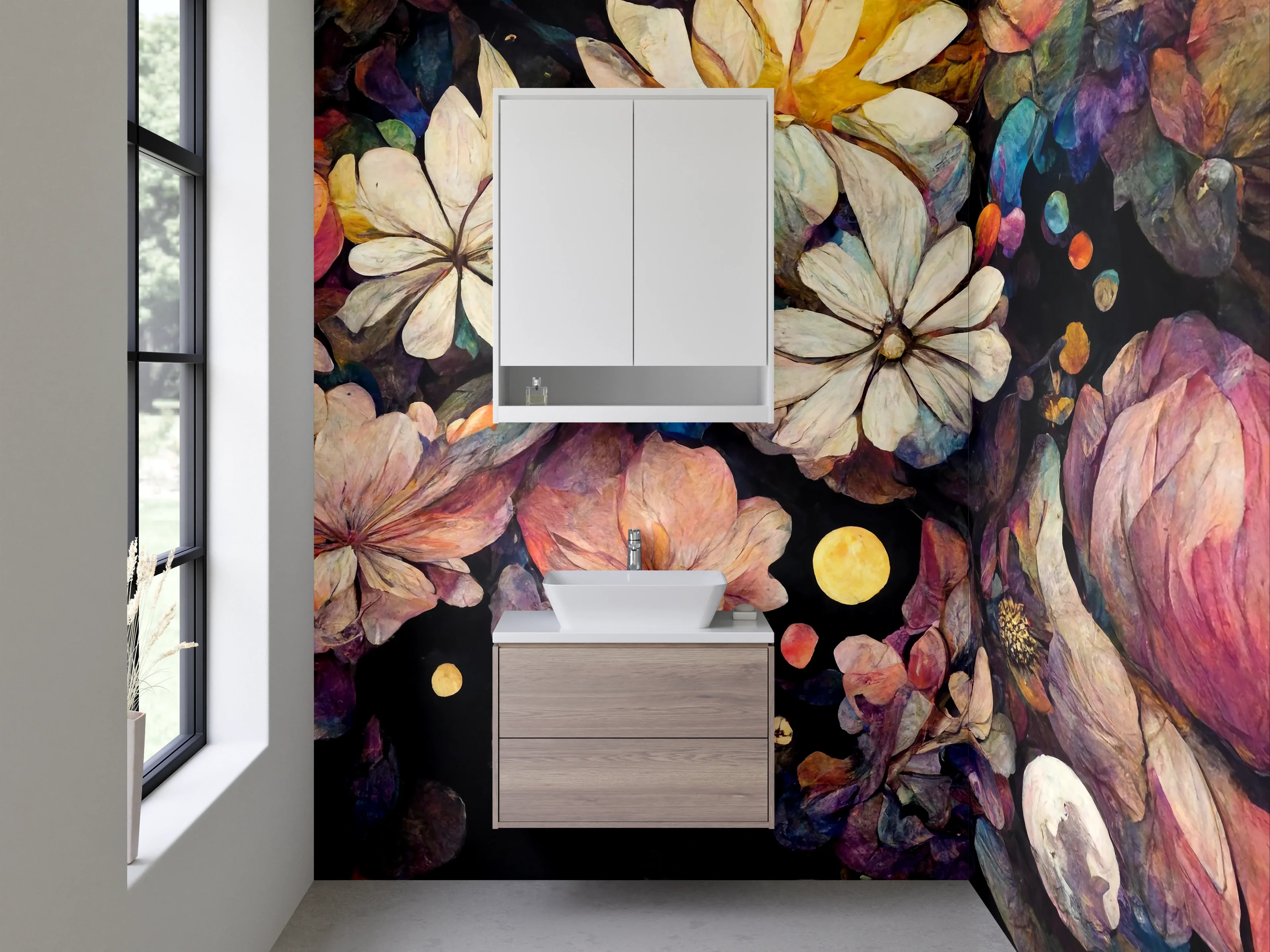 Waschbecken-Rückwand - Farbenfrohe Blumen- und Naturimpression