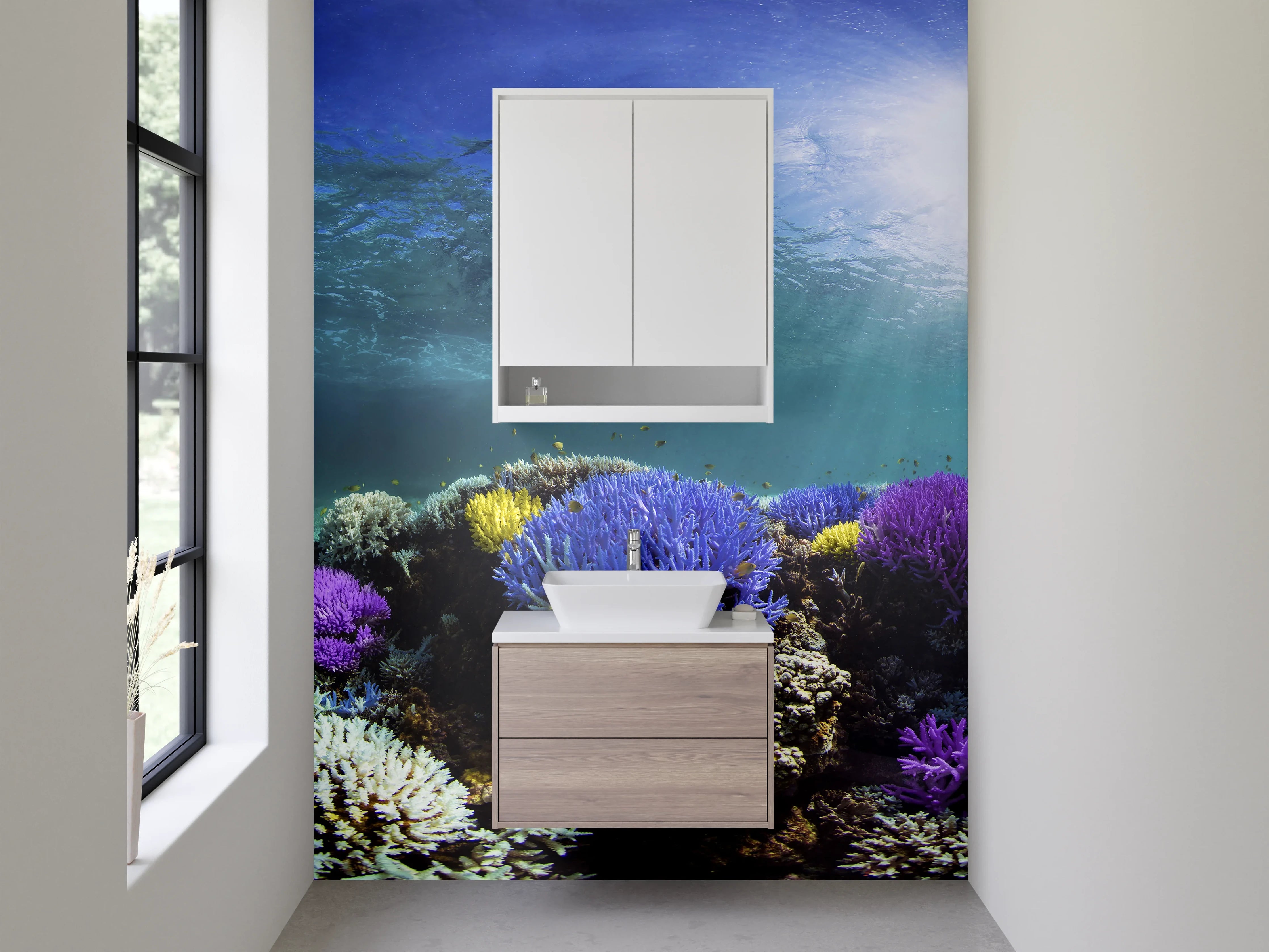 Waschbecken-Rückwand - Farbenfrohes Korallenriff im Ozean