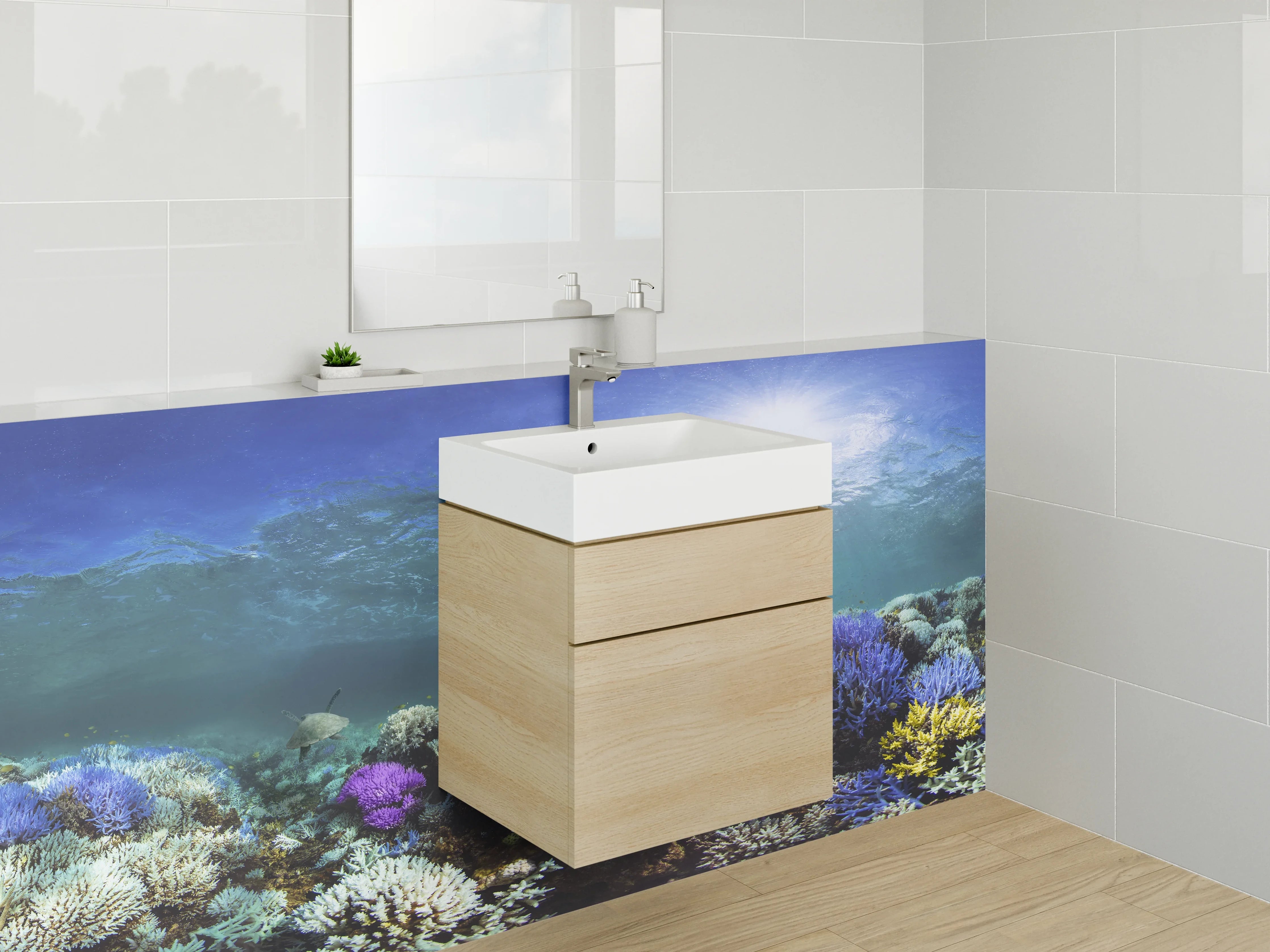 Waschbecken-Rückwand - Farbenfrohes Korallenriff im Ozean