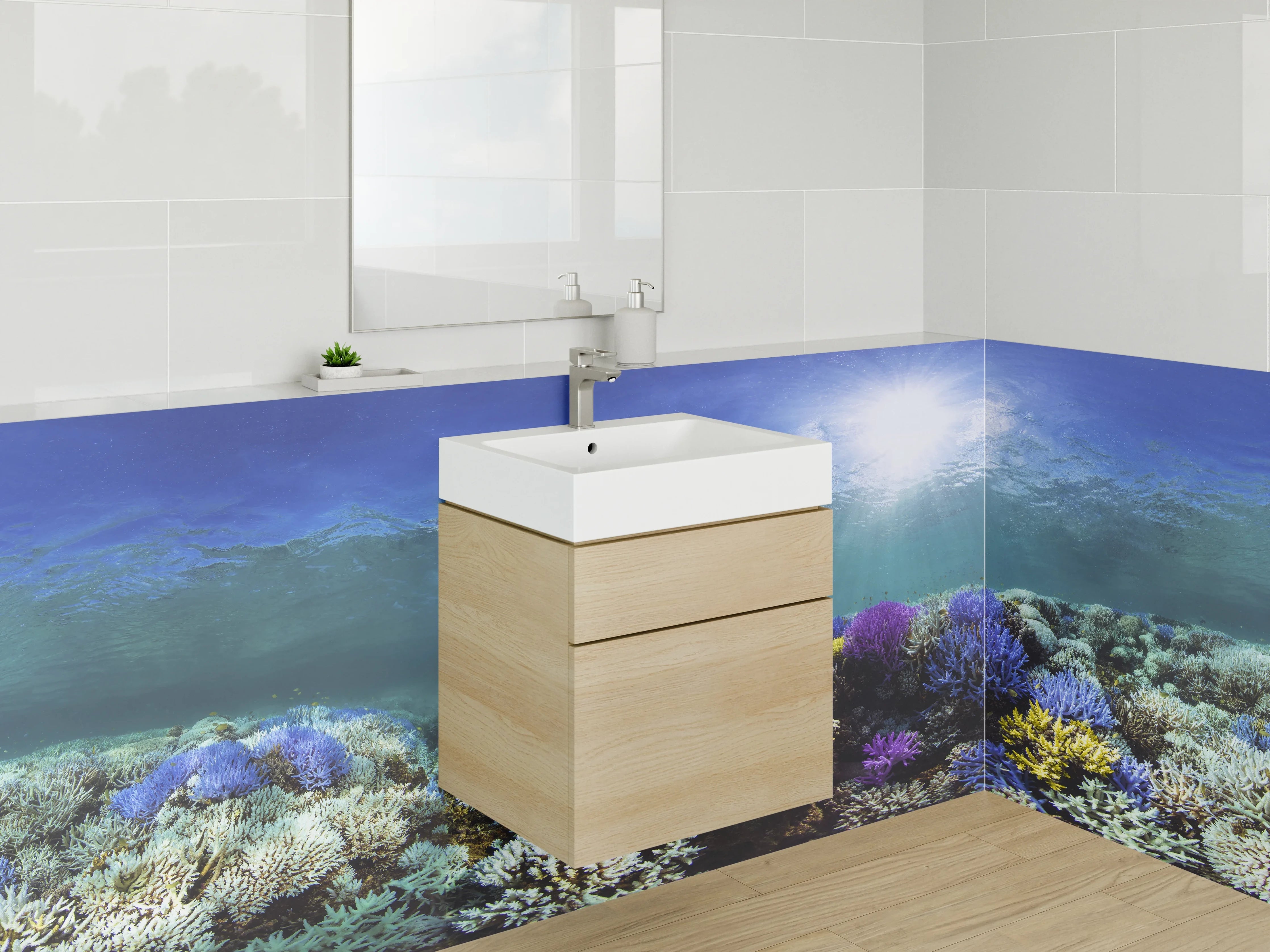 Waschbecken-Rückwand - Farbenfrohes Korallenriff im Ozean
