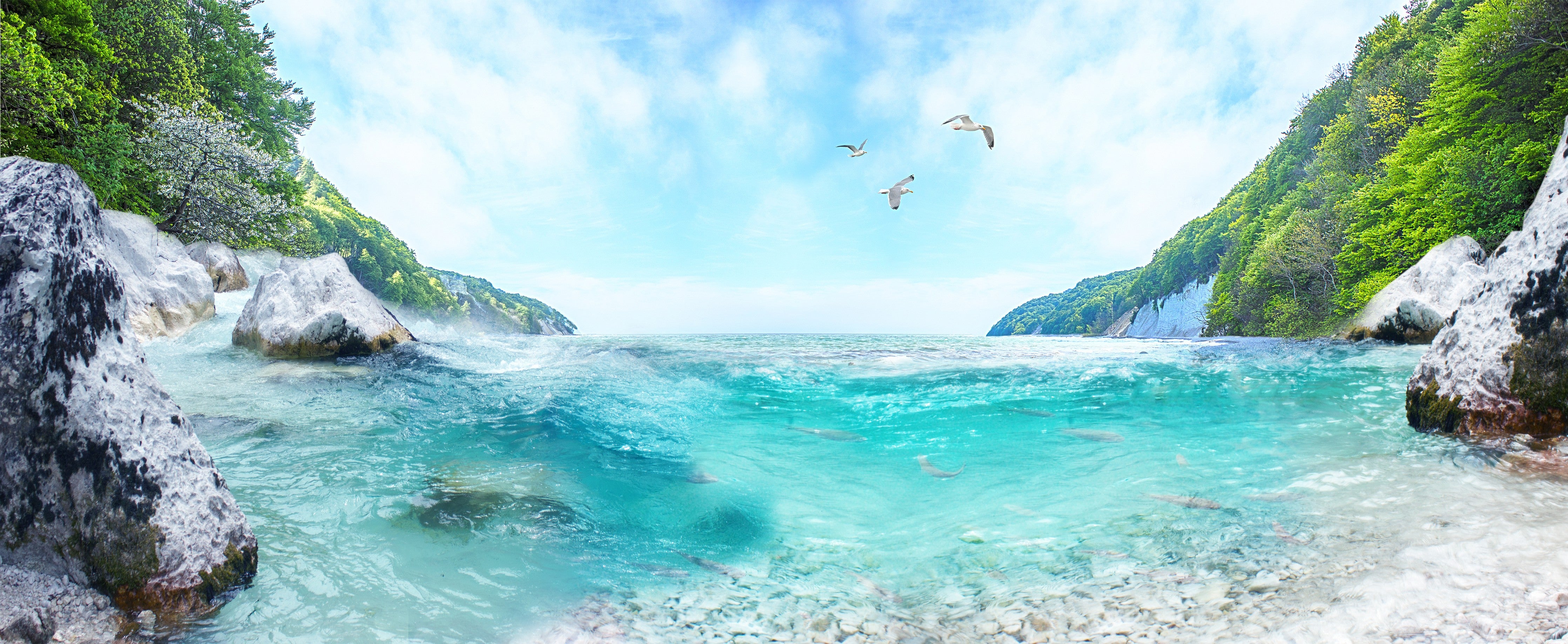 Waschbecken-Rückwand-Faszination Meerblick Panorama Motiv