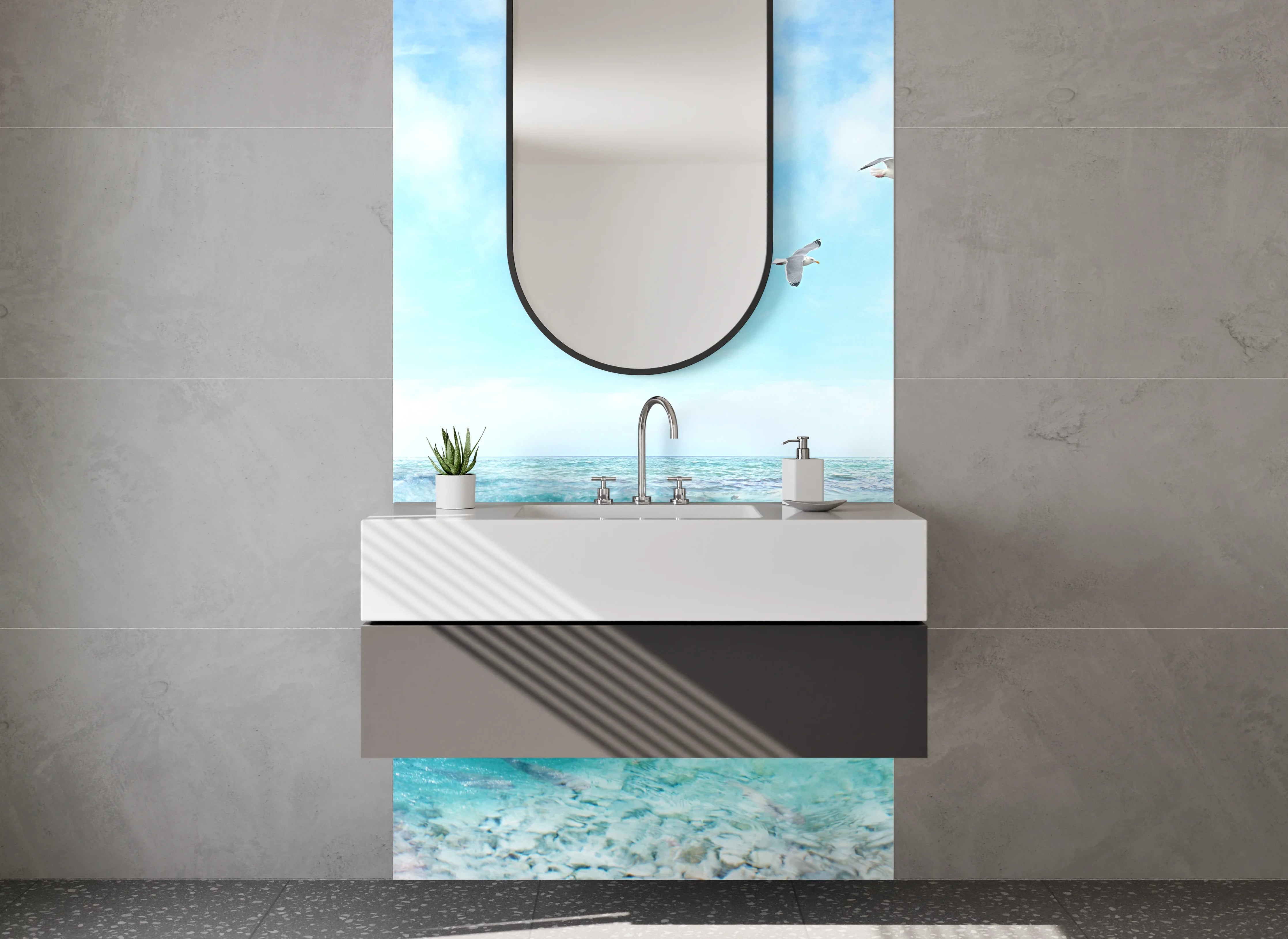 Waschbecken-Rückwand - Faszination Meerblick Panorama Motiv