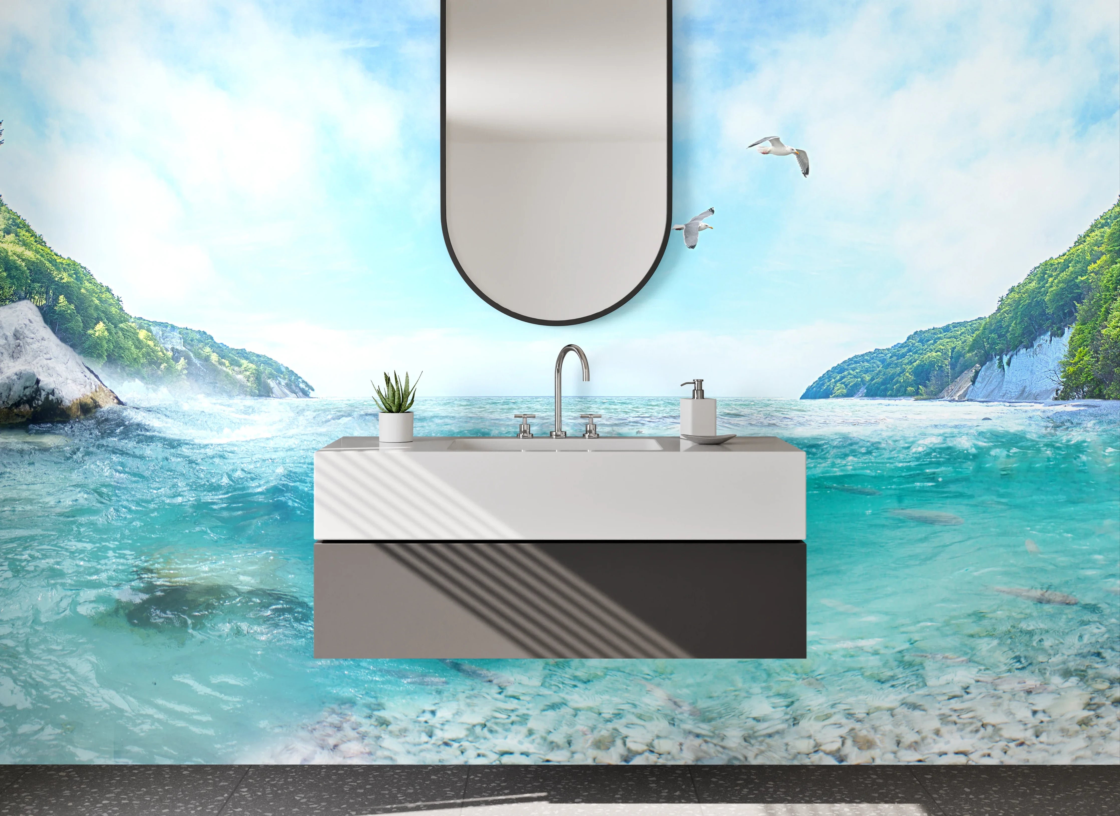 Waschbecken-Rückwand - Faszination Meerblick Panorama Motiv