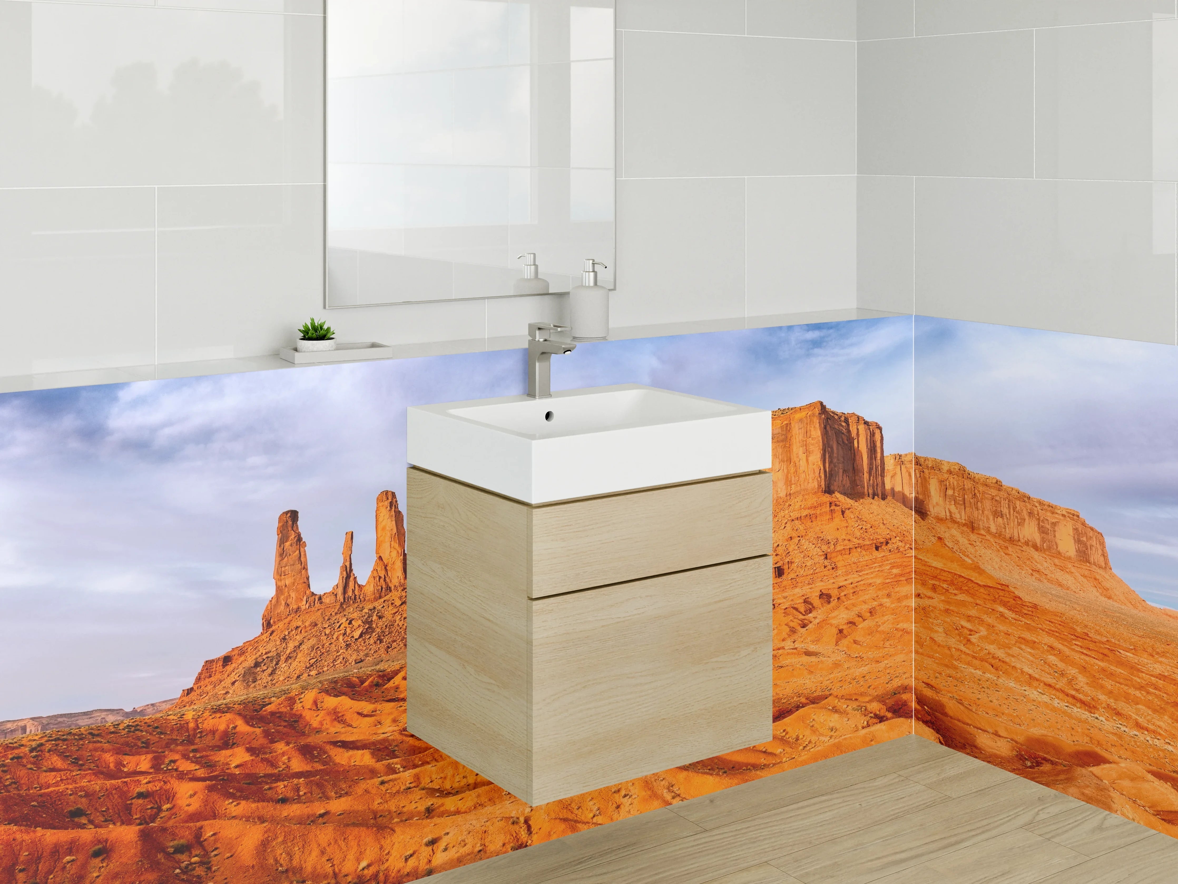 Waschbecken-Rückwand - Faszinierende Wüstenlandschaft bei Sonnenuntergang