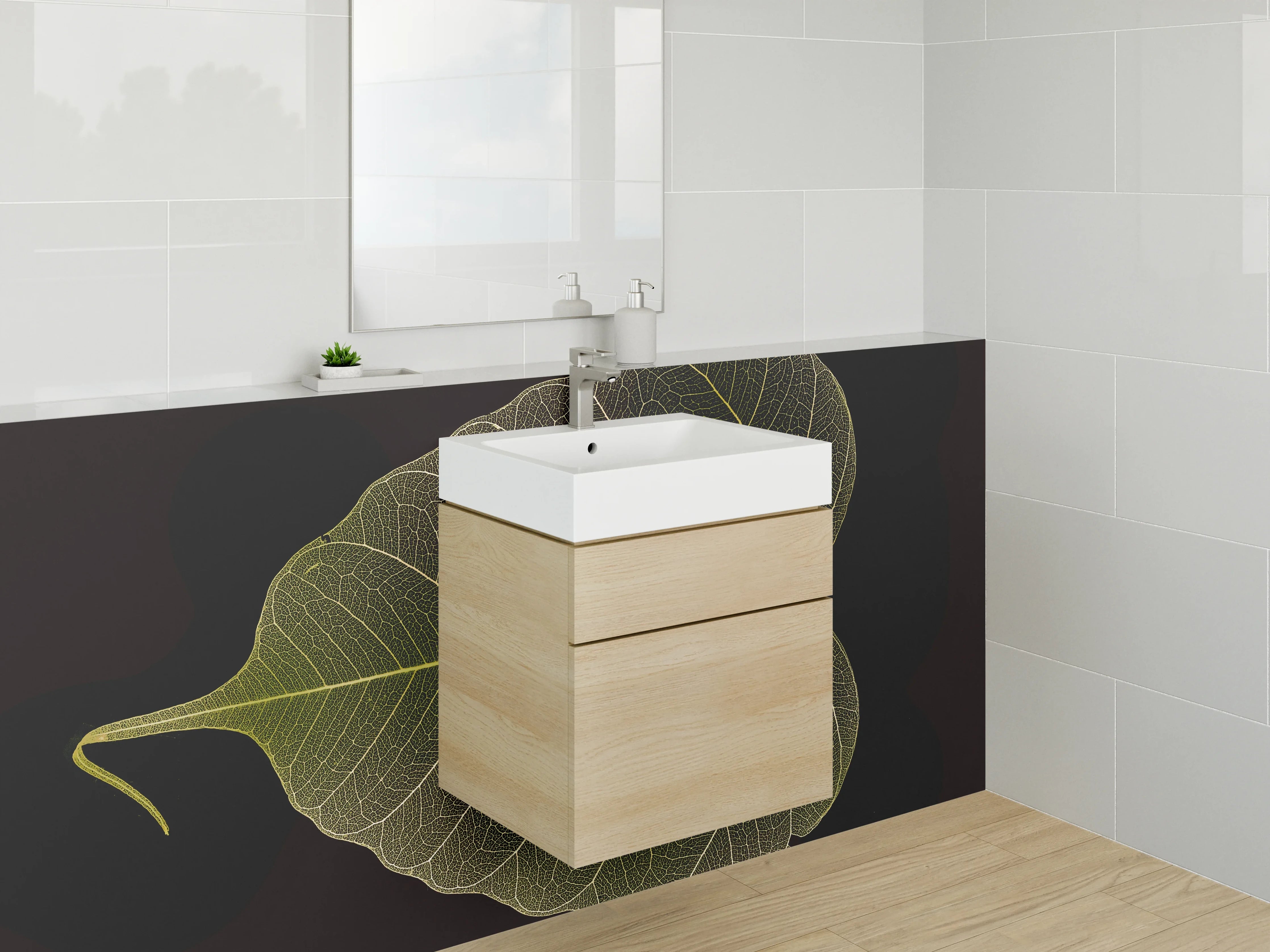 Waschbecken-Rückwand - Feines Blatt Skelett – Naturdetail