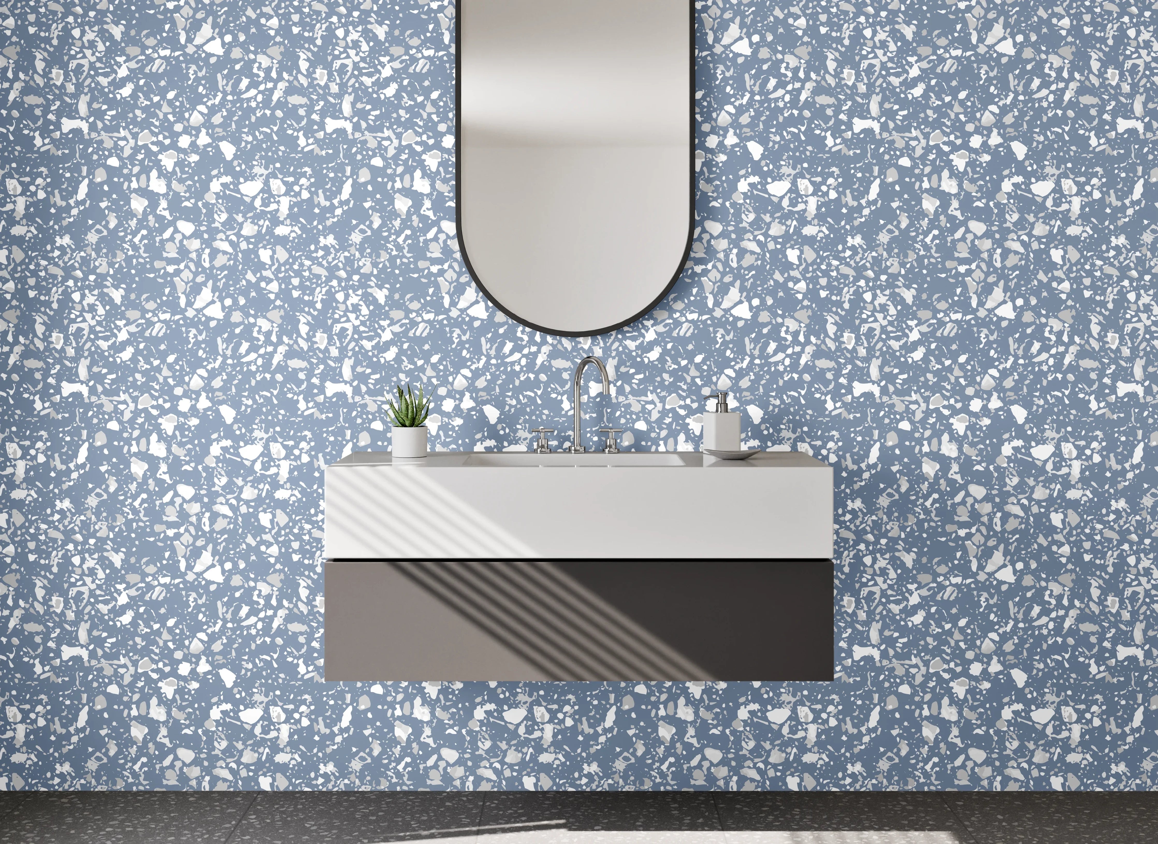 Waschbecken-Rückwand - Feines blau-graues Steinmuster-Design