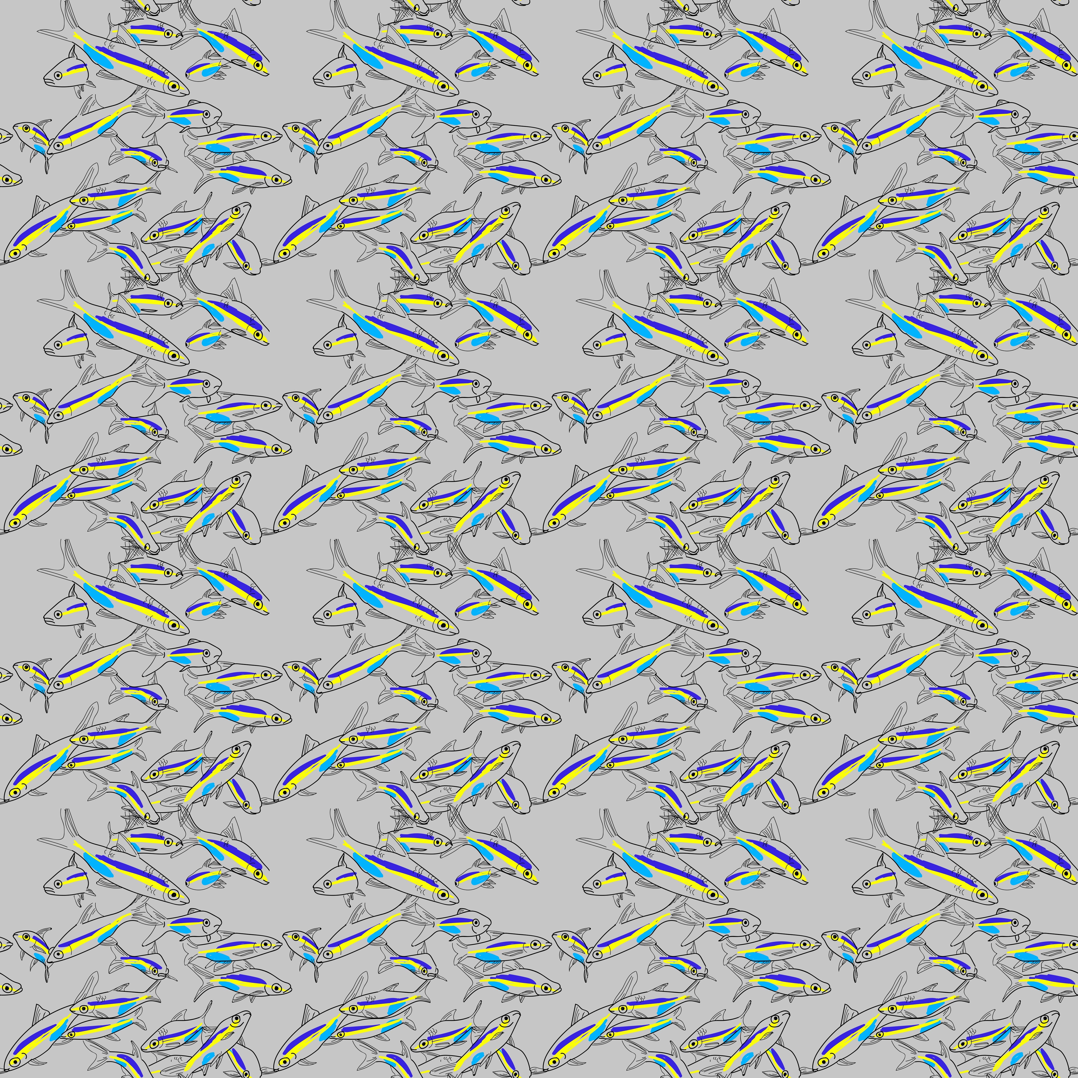 Waschbecken-Rückwand-Fischmuster Illustration auf Weiß-Grau