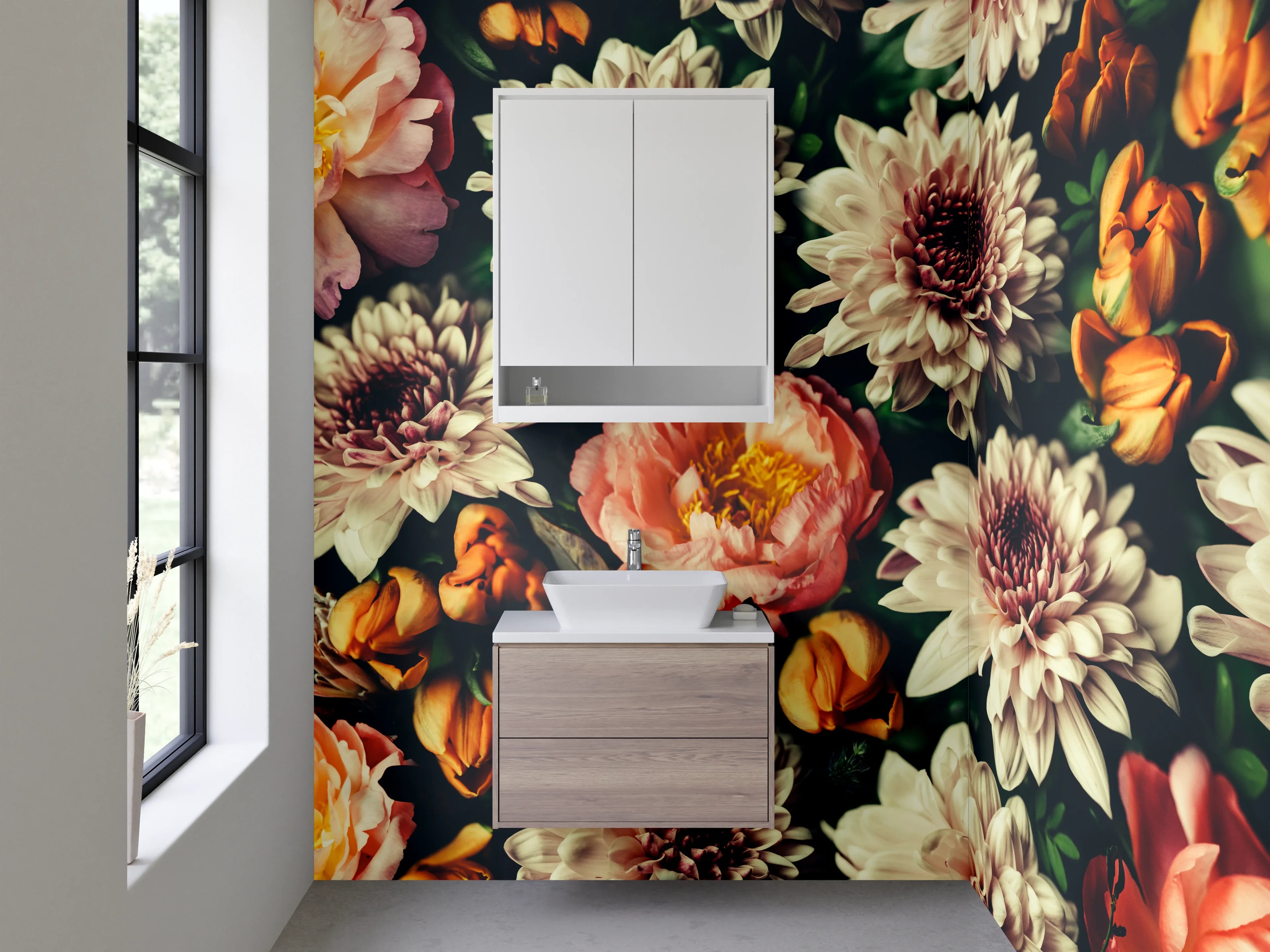 Waschbecken-Rückwand - Florale Harmonie – Blütenpracht Design