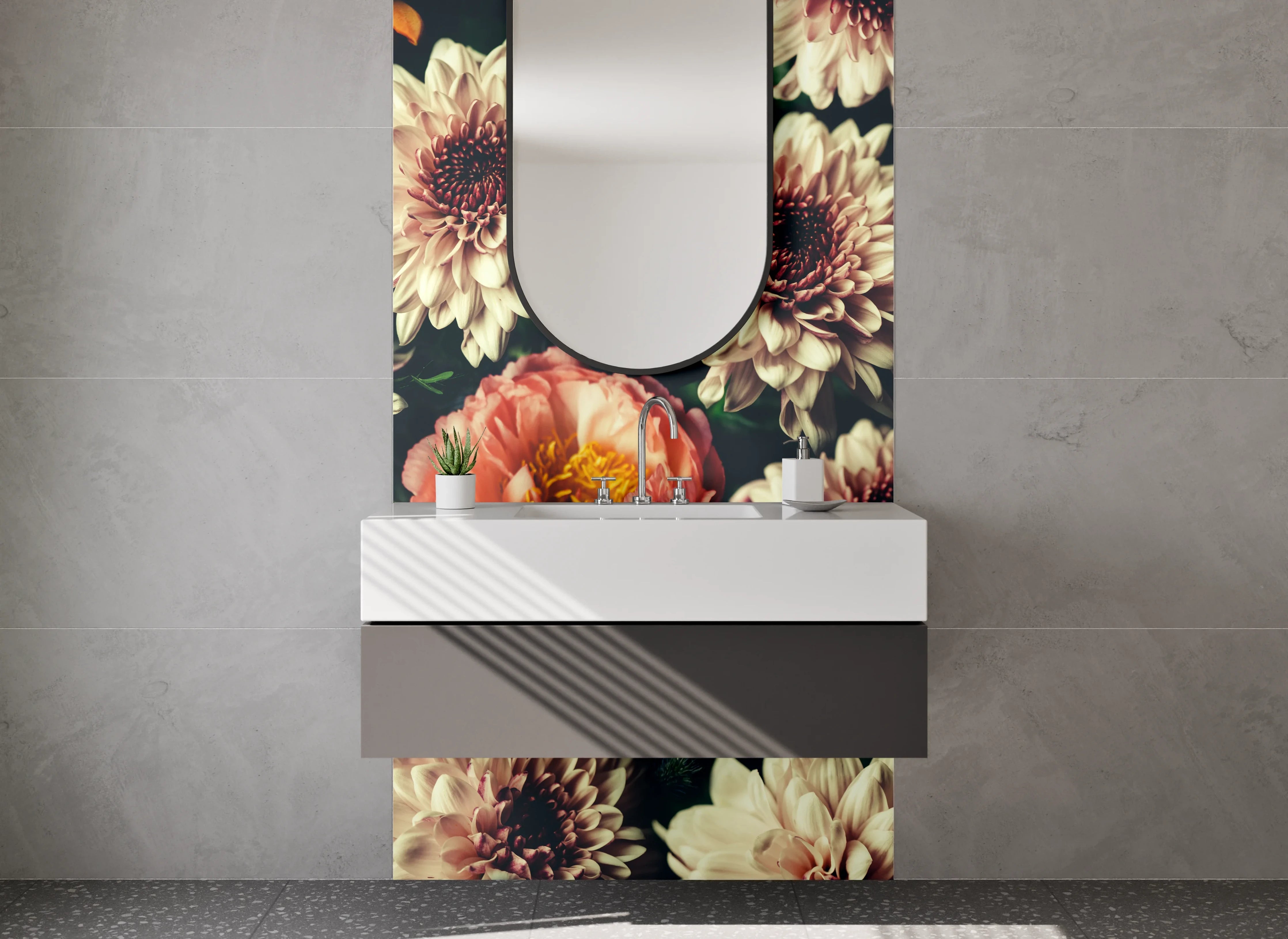 Waschbecken-Rückwand - Florale Harmonie – Blütenpracht Design