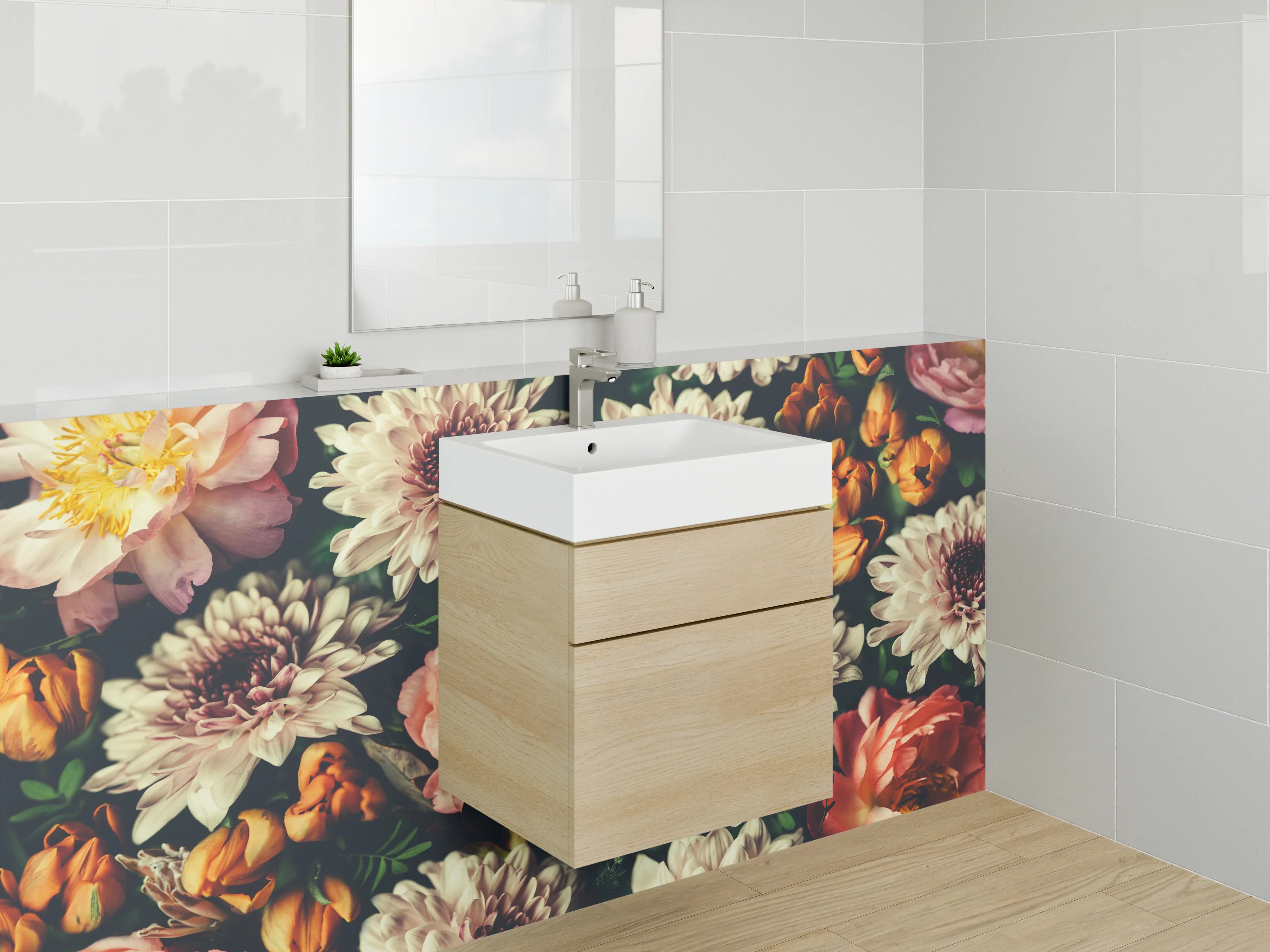 Waschbecken-Rückwand - Florale Harmonie – Blütenpracht Design