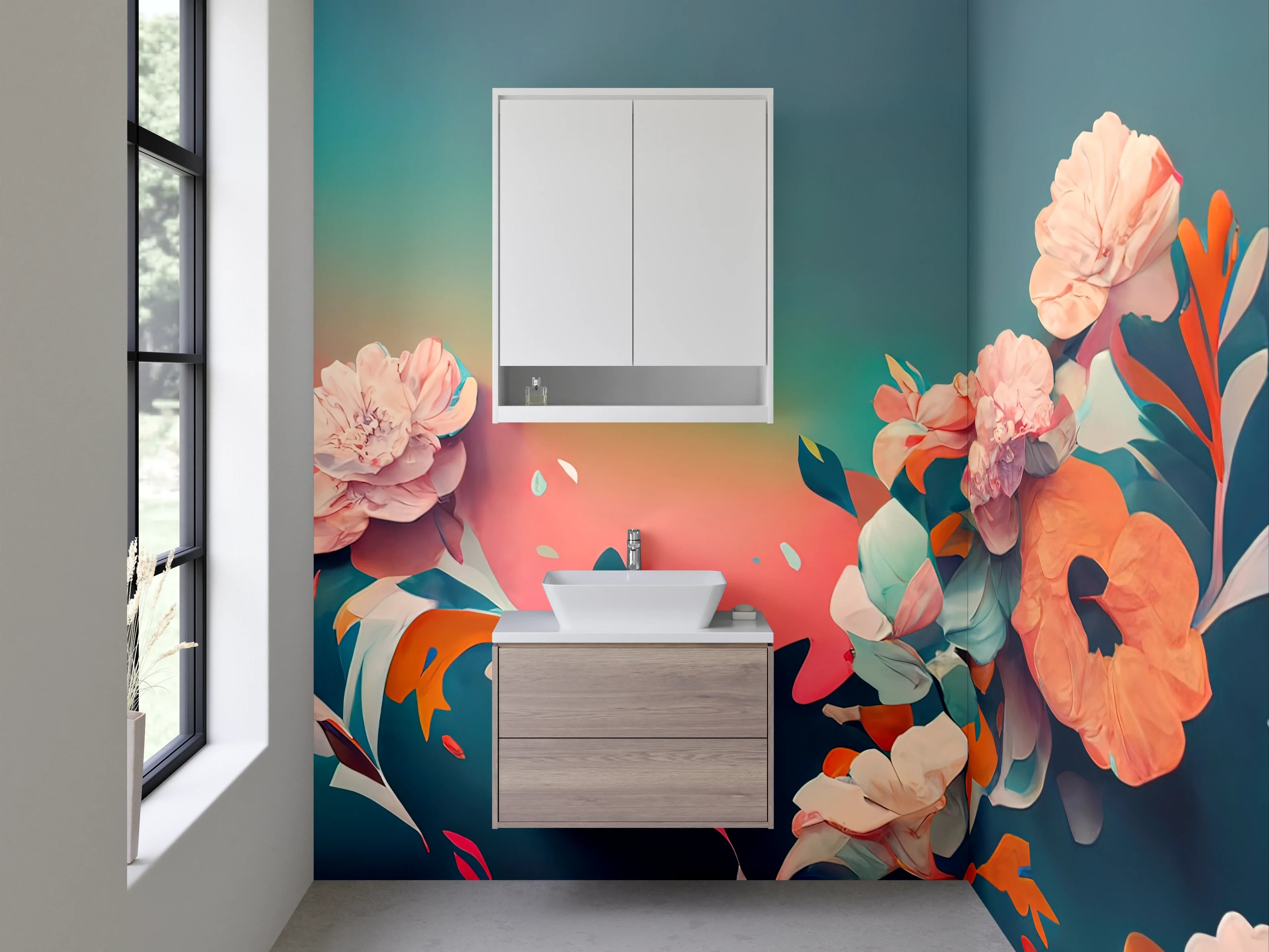 Waschbecken-Rückwand - Florales Aquarell-Design für Bad & Küche