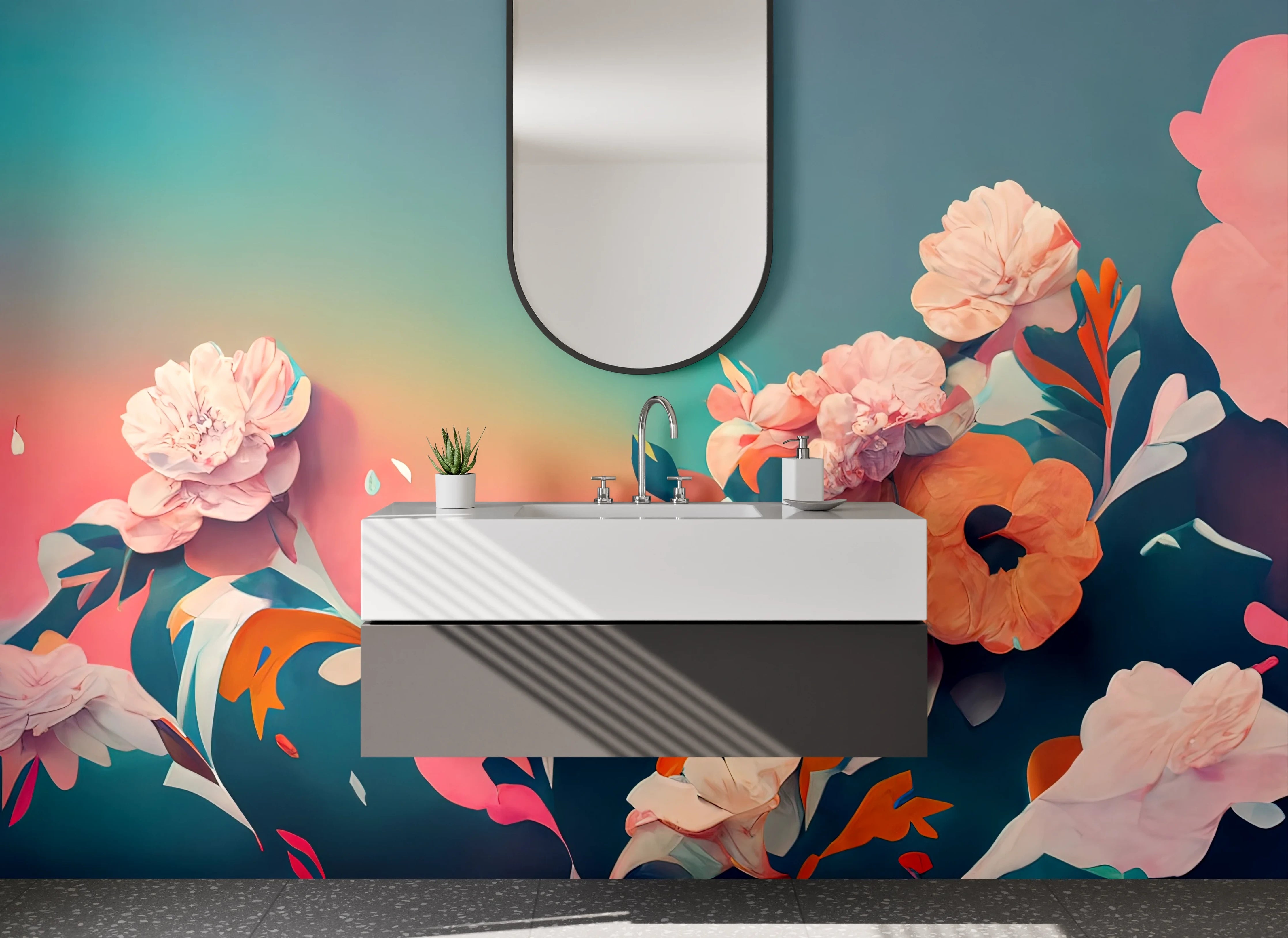 Waschbecken-Rückwand - Florales Aquarell-Design für Bad & Küche