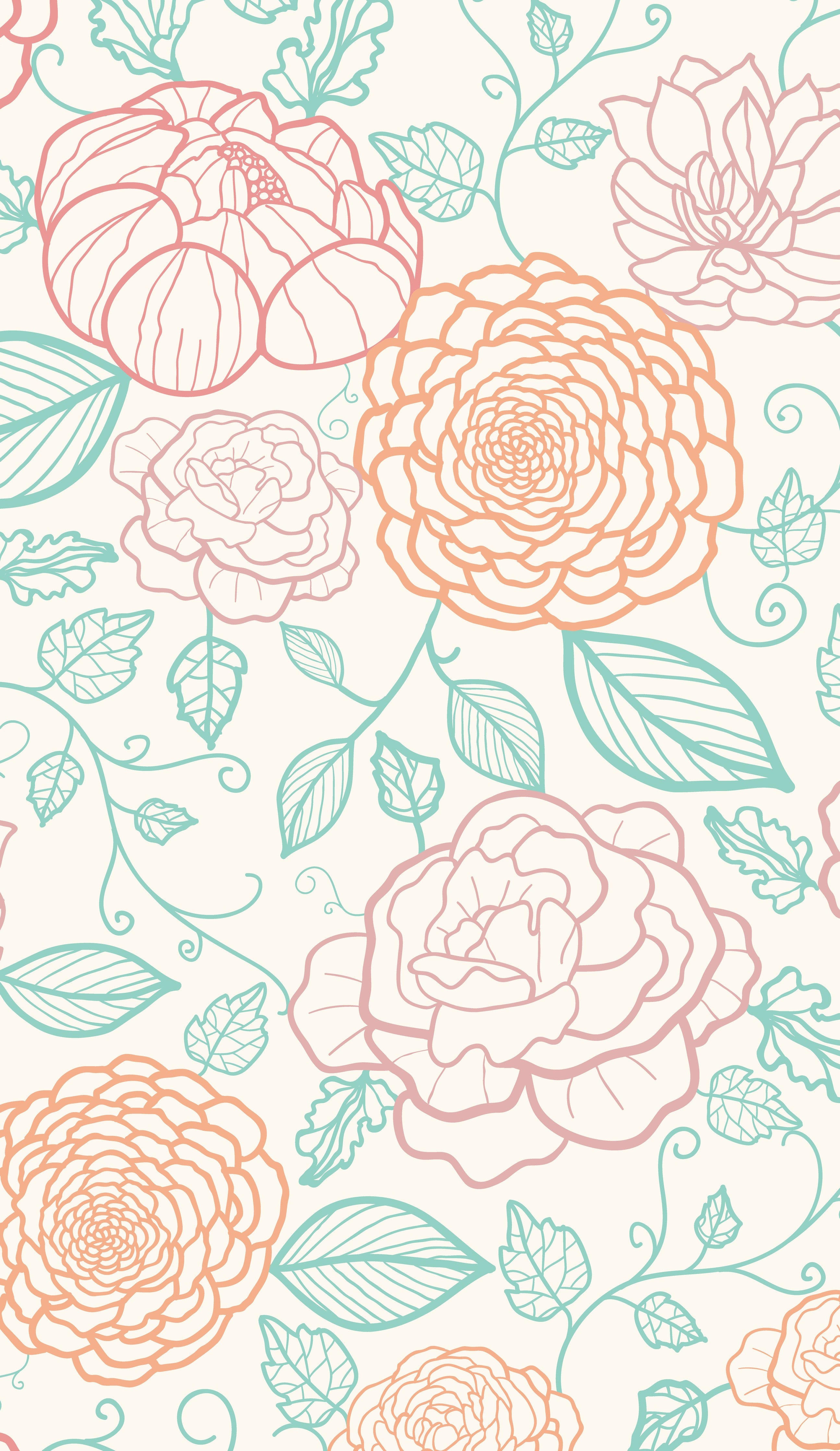 Waschbecken-Rückwand-Florales Lineart-Blumenmuster Pastell